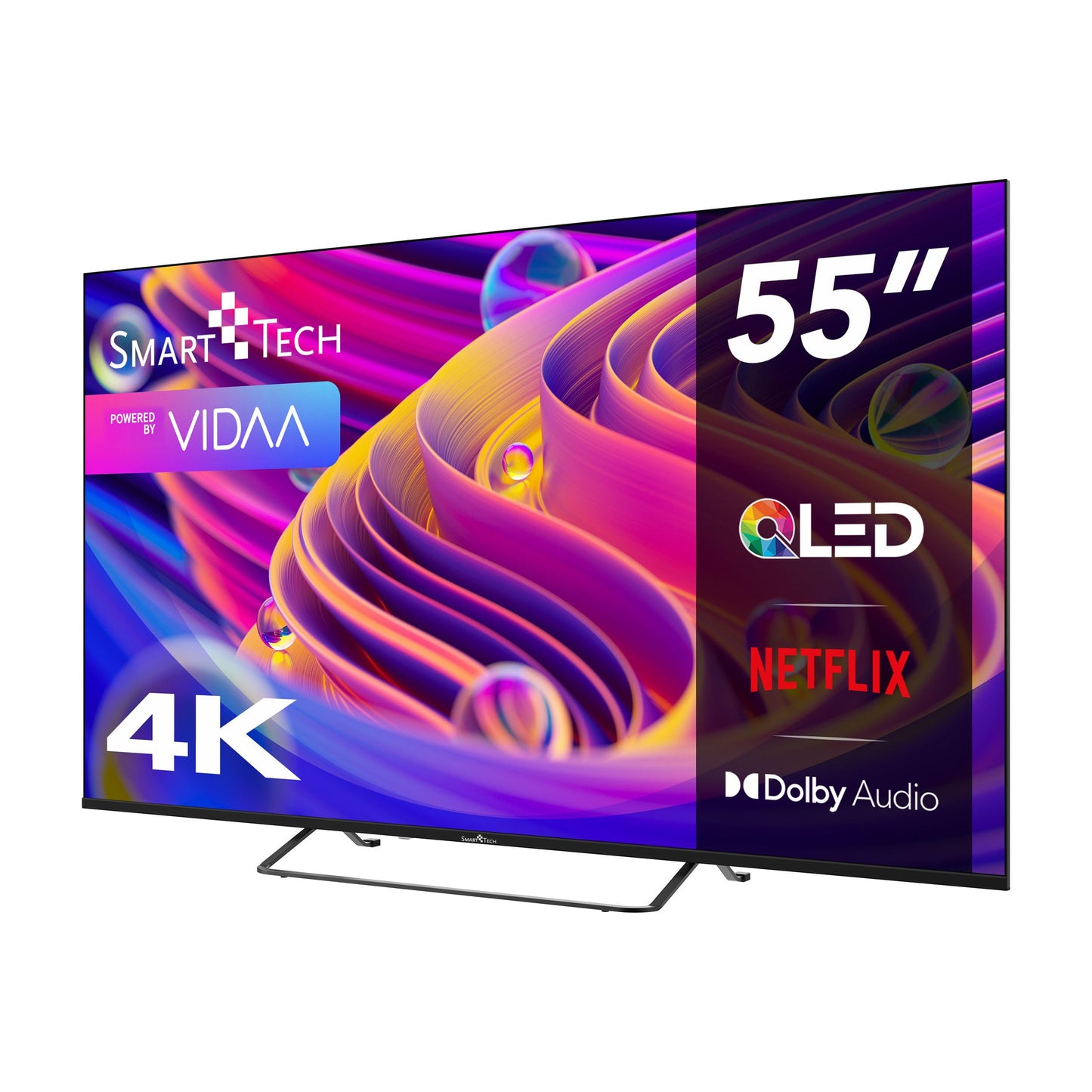 Smart Tech 55QV02K QLED TV 55 inch Smart TV VIDAA - HDR TV with 4K UHD resolution, Bluetooth and triple tuner (2026)