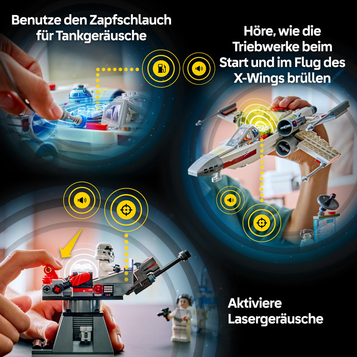 LEGO Star Wars SMART Play Bundle: Setul All-In-One Luke’s Red Five X-Wing 75423 & Setul Compatibil Mos Eisley Cantina 75425 - Jucării Interactive - Cadouri pentru băieți și fete de 8 ani și peste - 75426