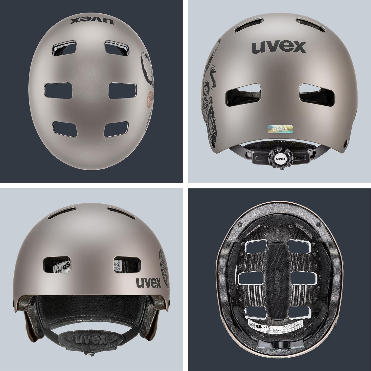uvex Kid 3 cc - robust children's helmet for children - individual size adjustment - optimized ventilation - Oak Brown-Octopus matt - 51-55 cm - S414972