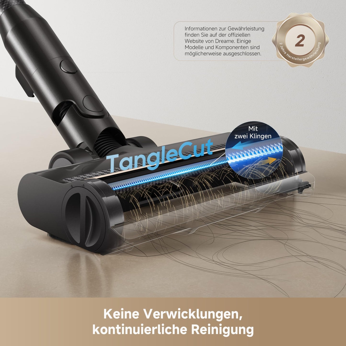 dreame R20 Pro-A cordless vacuum cleaner, anti-tangle hair cutting system, 90° flexible, LED display, up to 600 W / 26,000 Pa, for carpets and hard floors, CelesTect light, up to 90 min - VRV73H