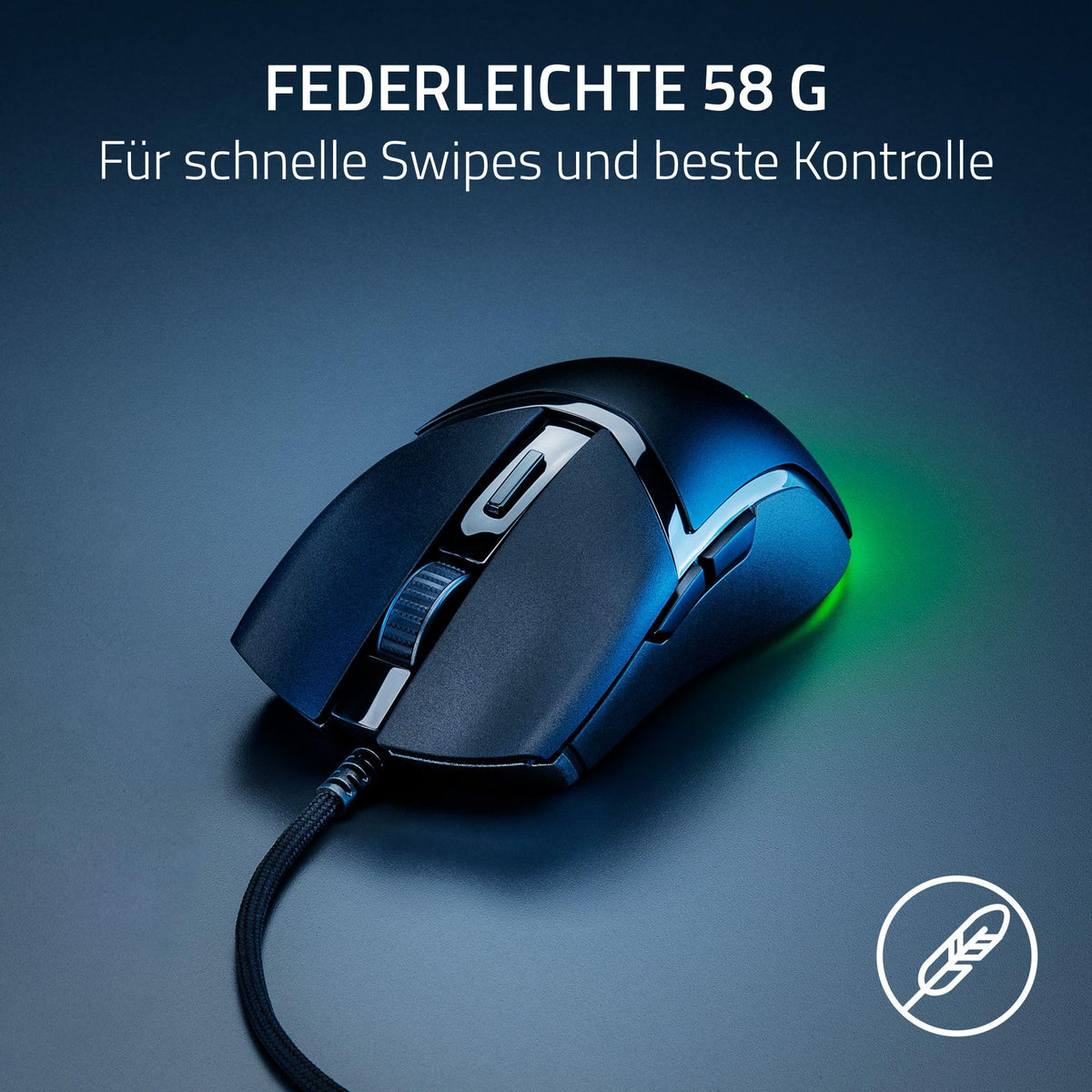 Razer Cobra - Lightweight wired gaming mouse with Chroma RGB (Ultra-light 57 g, 3rd Gen optical mouse switches, Chroma lighting with underglow, precise sensor adjustments) Black - RZ01-04650100-R3M1