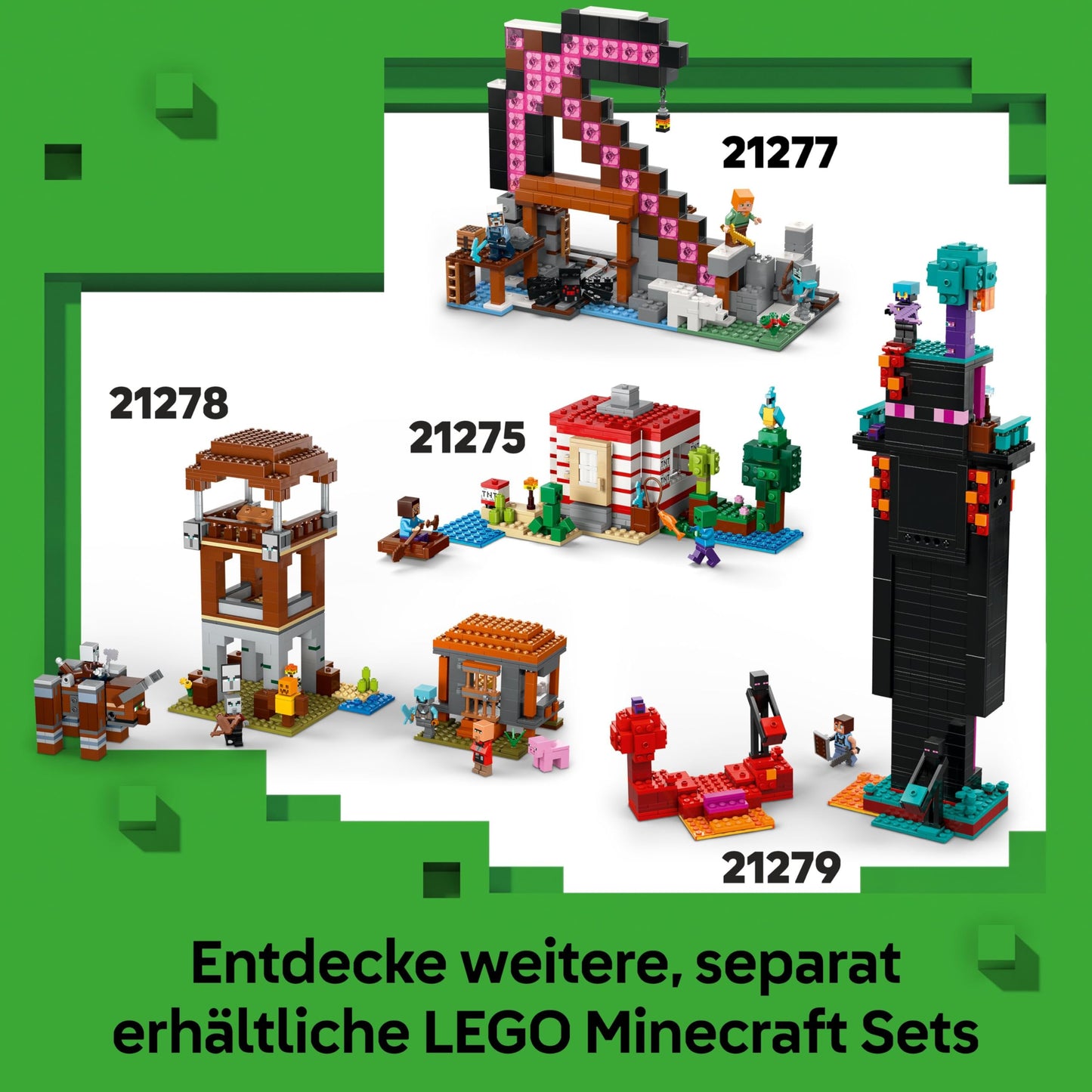 LEGO Minecraft Encounter with the Guardian - Toy with mute ranger minifigure and movable mob figure - With TNT function for rock fall - Gift for boys aged 7 and up and gaming fans - 21274