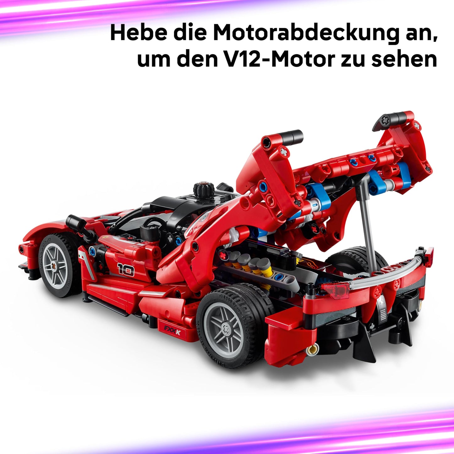LEGO Technic Ferrari FXX K racing car toy - car model to build and display with V12 engine and movable pistons - motorsport gift for boys aged 10 and over - 42212