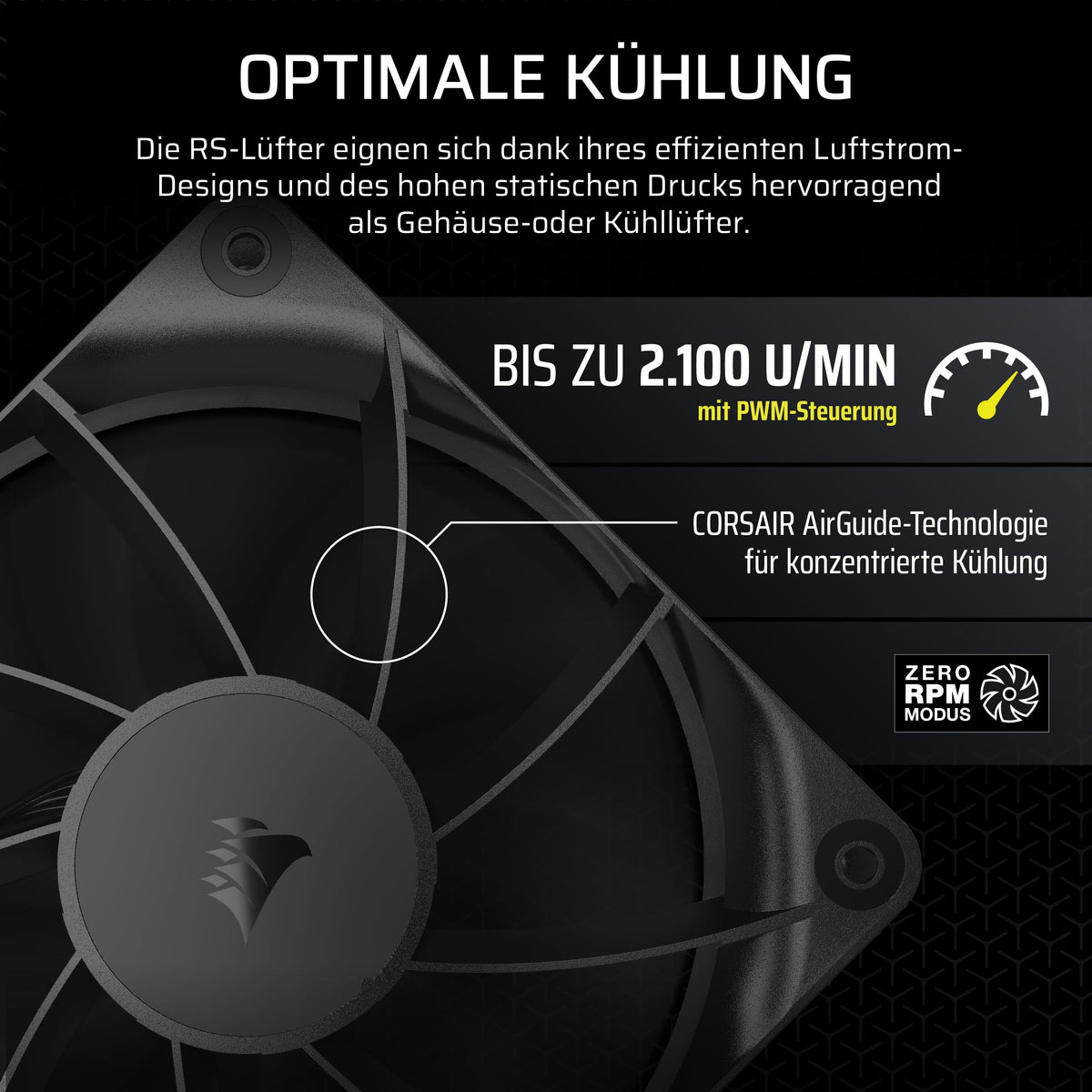 CORSAIR RS120 ventilator PWM de 120mm – pachet de trei, negru - CO-9050189-WW