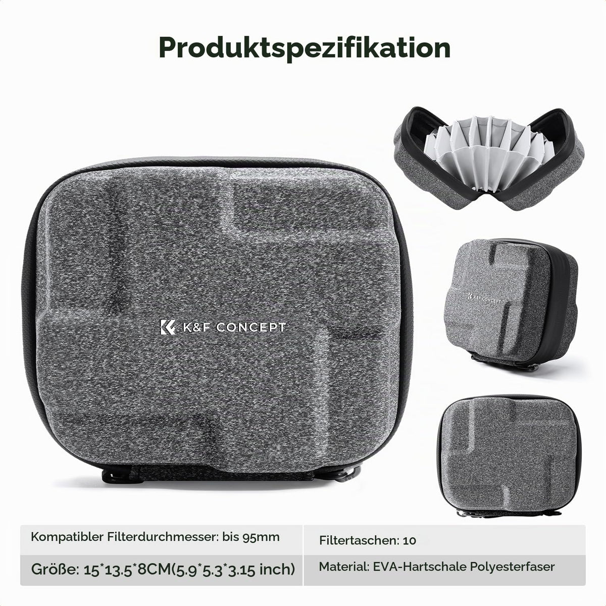 K&F CONCEPT Geantă pentru filtre de cameră, geantă pentru 10 filtre circulare - KF13.175