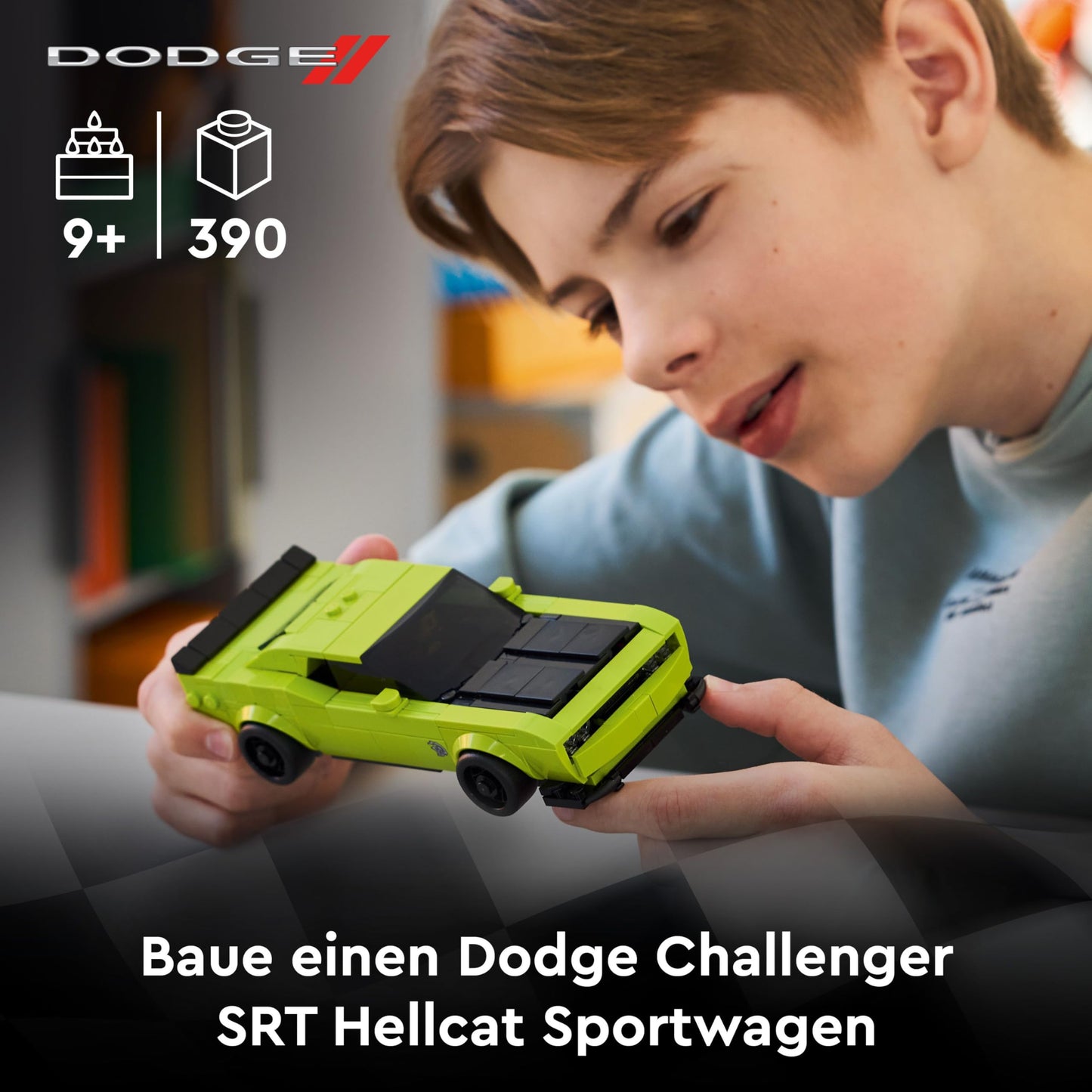 LEGO Speed Champions Dodge Challenger SRT Hellcat sports car - toy car with 1 minifigure to collect - creative racing car - racing car to build - gift for boys, girls aged 9 and up 77237