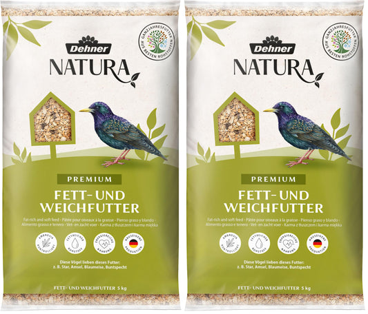 Dehner Natura Premium wild bird food, fatty food/soft food, all-season food, species-appropriate/energizing, high-quality bird food for wild birds, 5 kg (pack of 2) - 5252259