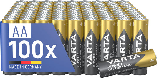 VARTA batteries AA, 100 pieces, power on demand, alkaline, 1.5V, supply pack in environmentally friendly packaging, ideal for computer accessories, smart home devices - 36488