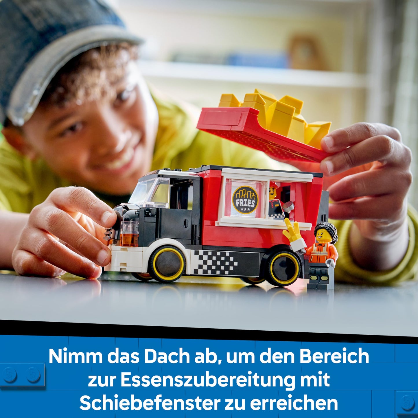 LEGO City French Fries Truck - toy vehicle model construction with removable sales area, 2 minifigures and accessories - birthday gift for boys aged 5 and over - 60488