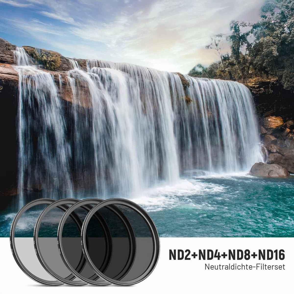 Set de filtru ND 49 mm NEEWER ND2 ND4 ND8 ND16, stilou pentru curățarea obiectivului, pungă de filtru, filtru gri și set de accesorii, compatibil cu camerele DSLR Canon Nikon Sony Panasonic cu obiectiv de 49 mm - NW