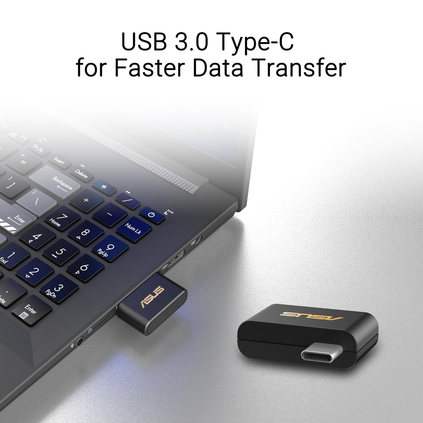 ASUS Tri-Band BE6500 WiFi 7 Mini USB Adapter (6GHz Band, Supports 4096-QAM, Plug and Play, Type-C USB 3.0, Compatible with Windows 10 & 11) - USB-BE93
