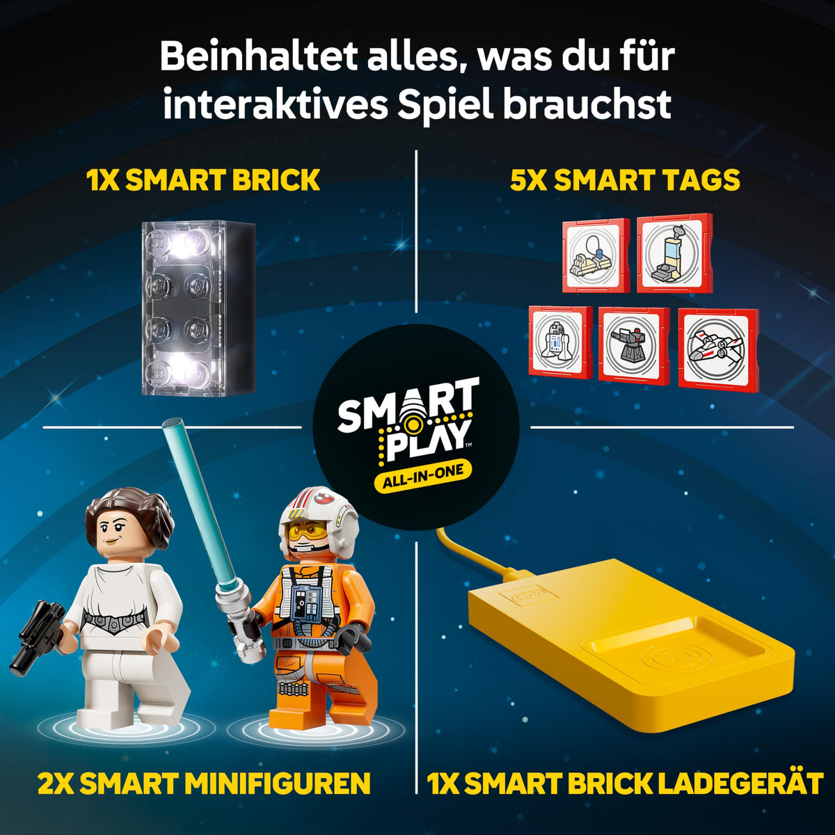 LEGO Star Wars SMART Play Bundle: Setul All-In-One Luke’s Red Five X-Wing 75423 & Setul Compatibil Mos Eisley Cantina 75425 - Jucării Interactive - Cadouri pentru băieți și fete de 8 ani și peste - 75426