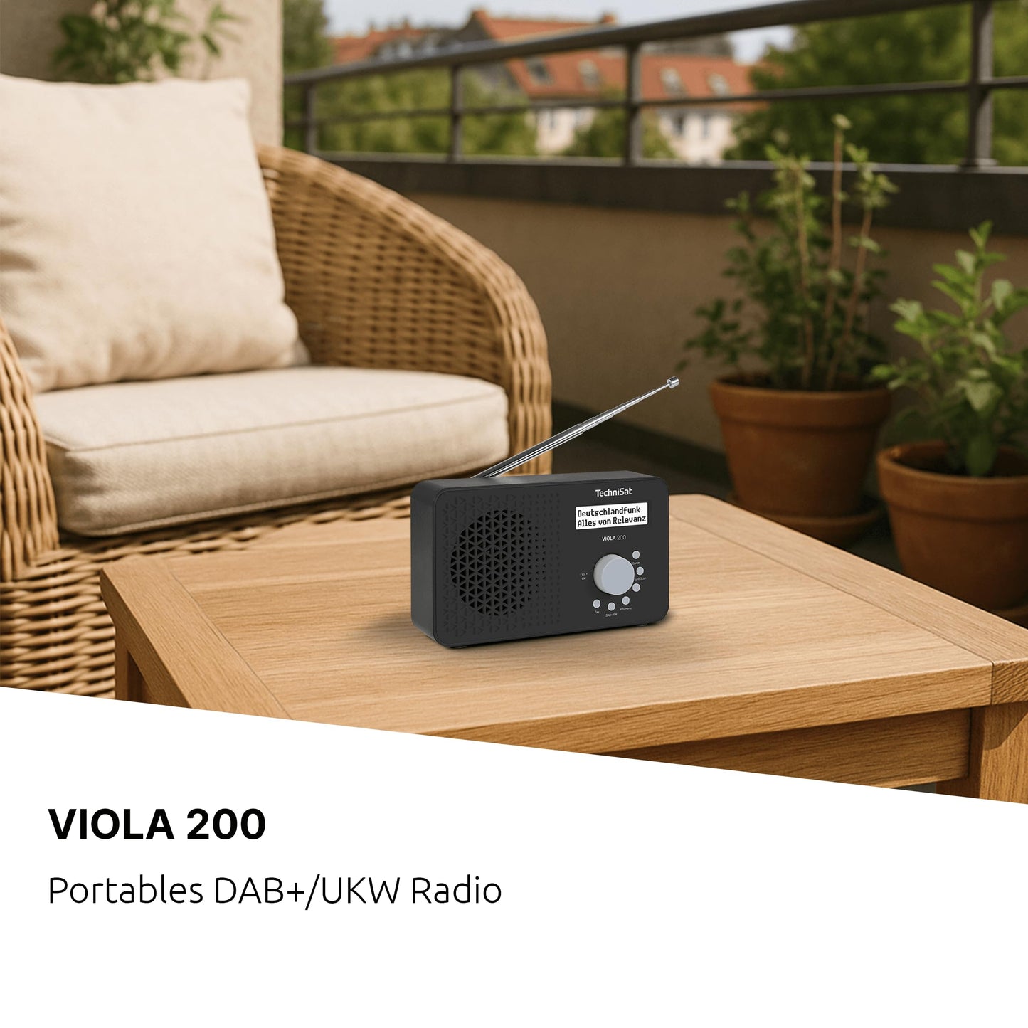 TechniSat Viola 200 - portable DAB+/FM radio (with LCD display, telescopic antenna, favorite memory, headphone jack, mains & battery operation, mono speaker, RDS, PLL) black - 0001/2936