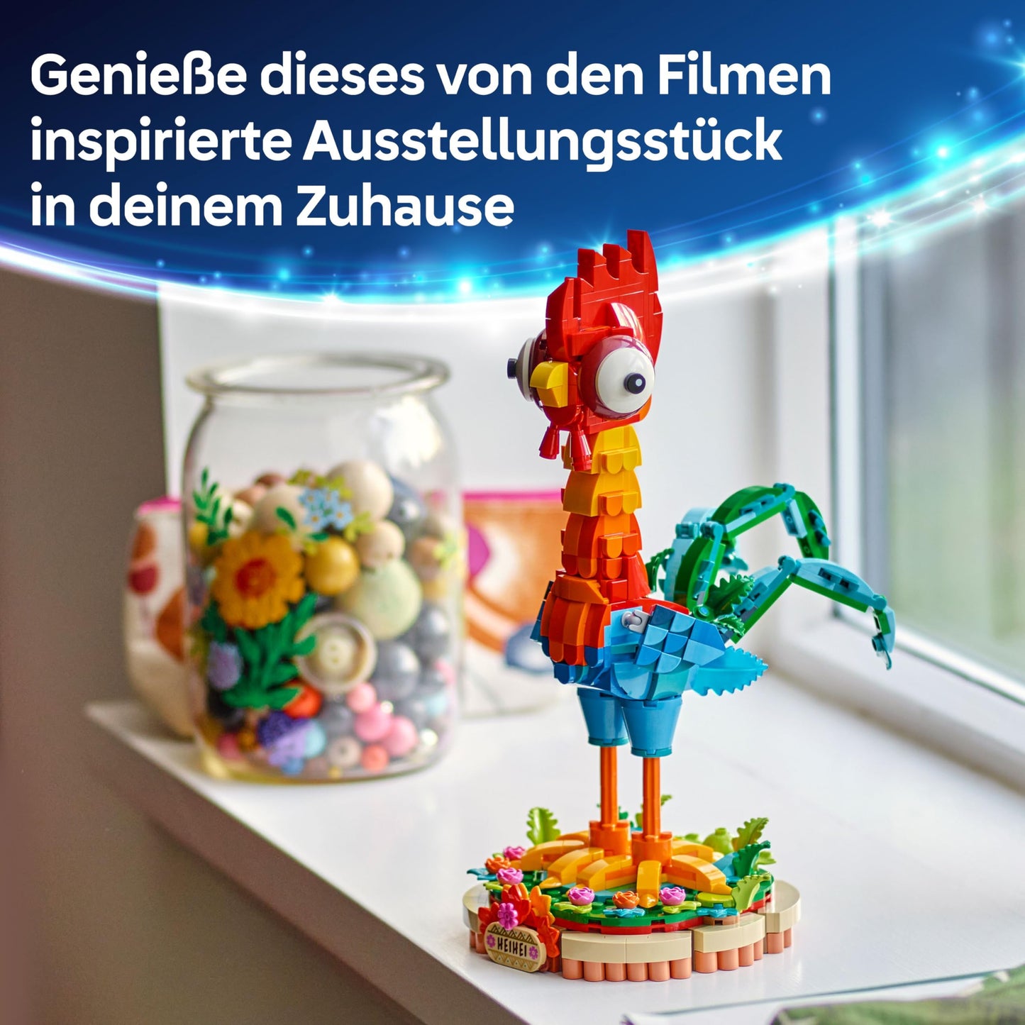 LEGO ǀ Disney Moana 2: Heihei toy - animal figure for playing and displaying with rotating head, movable wings and tail feathers as well as stand - gift for girls aged 9 and over - 43272