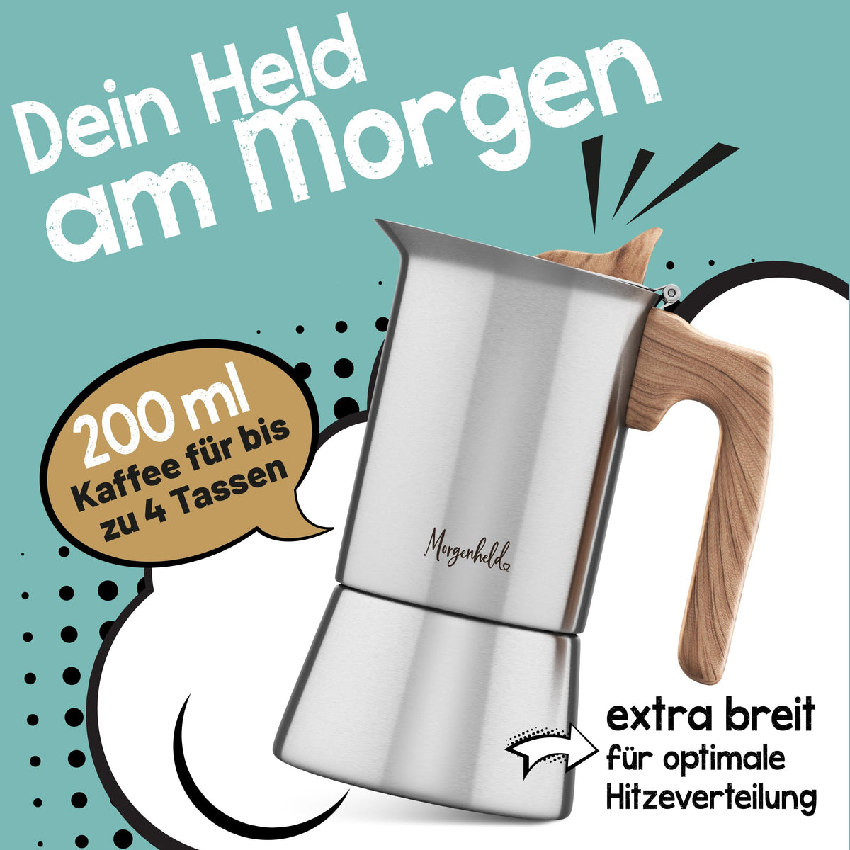 Morgenheld STYLE Espresso Maker Stainless Steel 4 Cups (200 ml) - MHE_004