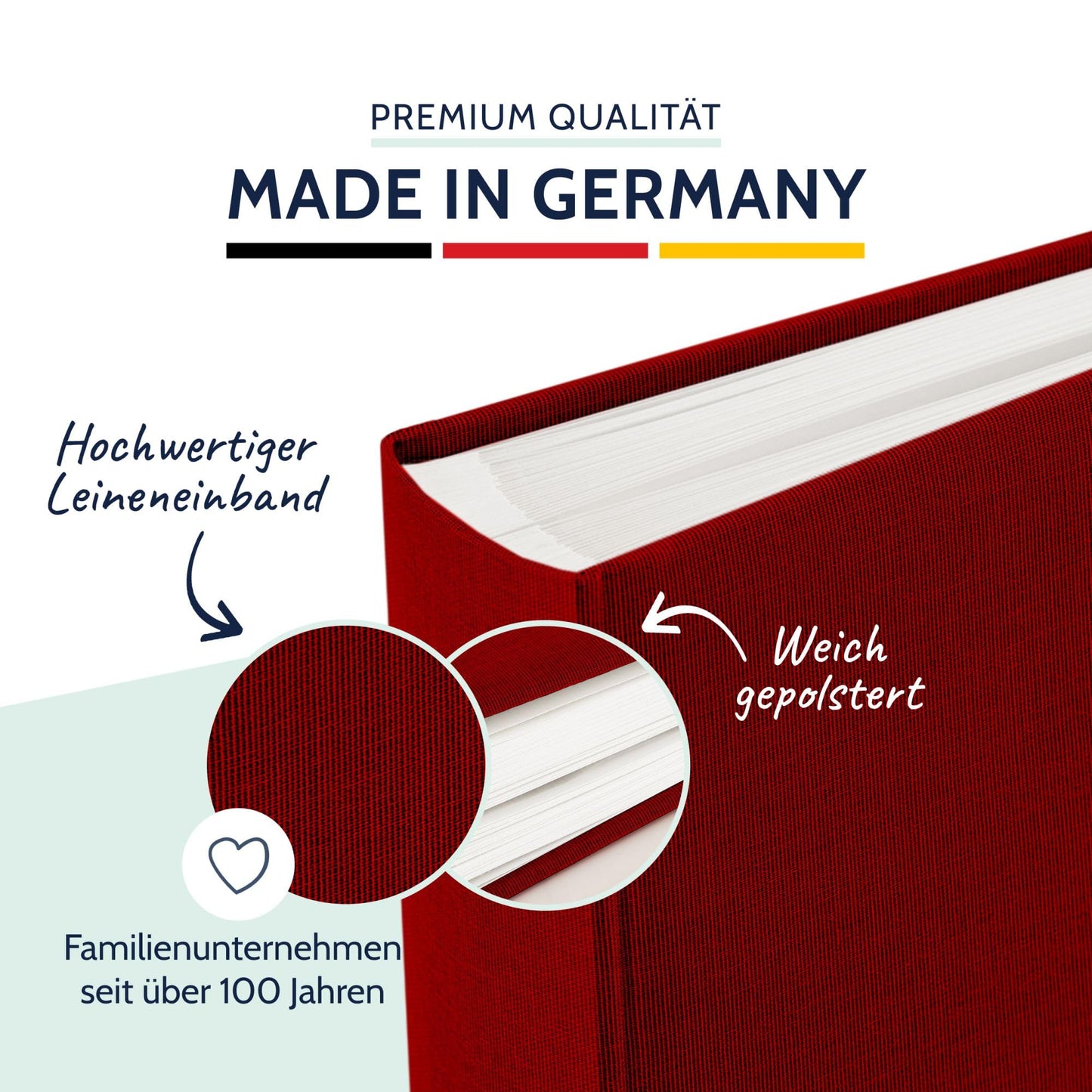 goldbuch 31707 photo album, Summertime, 30 x 31 cm, photo book with 100 white pages & glassine dividers, photo album made of linen, memory album, red