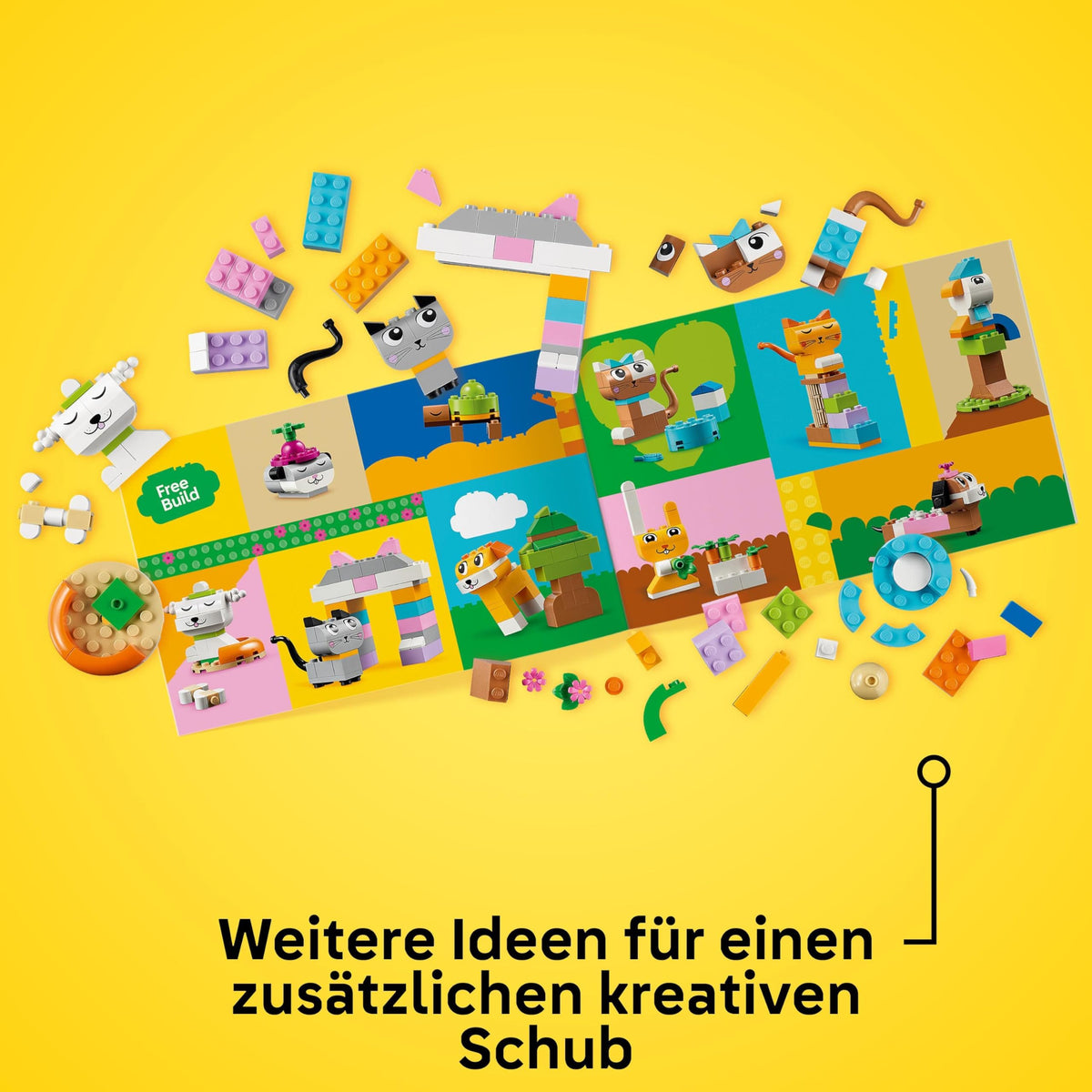 LEGO Classic Creative Pets - Set de cărămizi colorate - Construiește figurine de câine, pisică, iepure, hamster și pasăre - Kit de arte și meșteșuguri pentru băieți și fete de 5 ani și peste - Idee de cadou - 11034