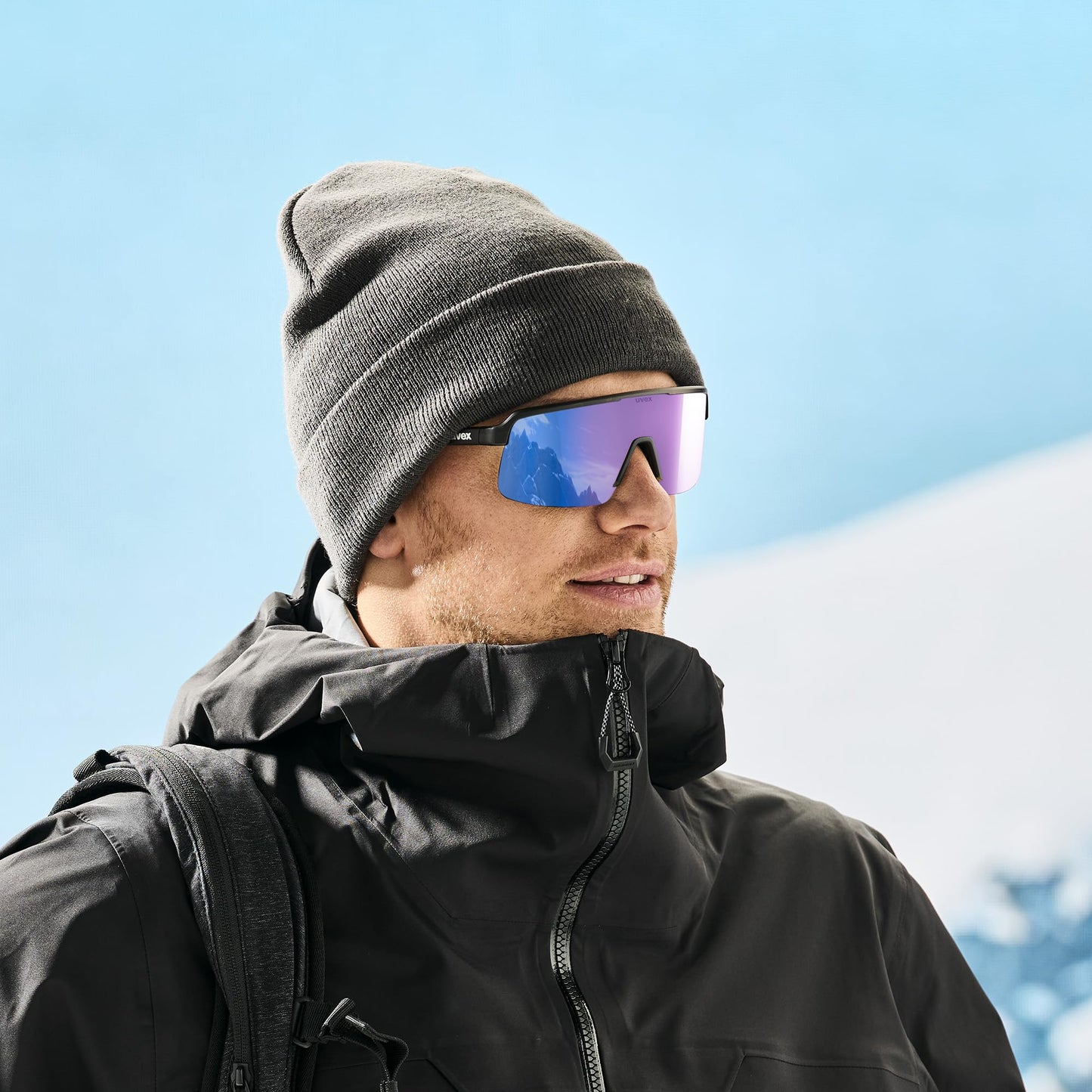 Uvex dyrt sports glasses, smoke gray matt/blue mirror, one size - S533095
