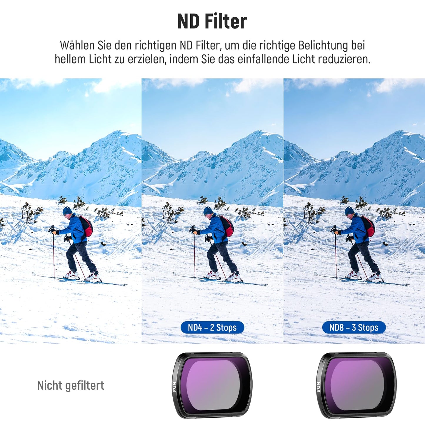 NEEWER ND & CPL filter set compatible with DJI Osmo Pocket 3 / Pocket 4 / Xtra Muse, ND4 + ND8 + CPL magnetic HD neutral density circular polarization filter accessory set, FL-B03