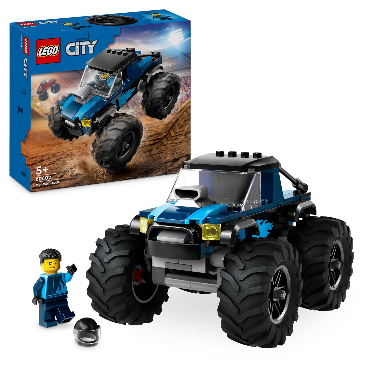 LEGO City Blue Monster Truck Toy for 5 Year Old Boys & Girls, Vehicle Set with Driver Minifigure, Creative Racing Car Toy for Kids, Birthday Gift Idea 60402