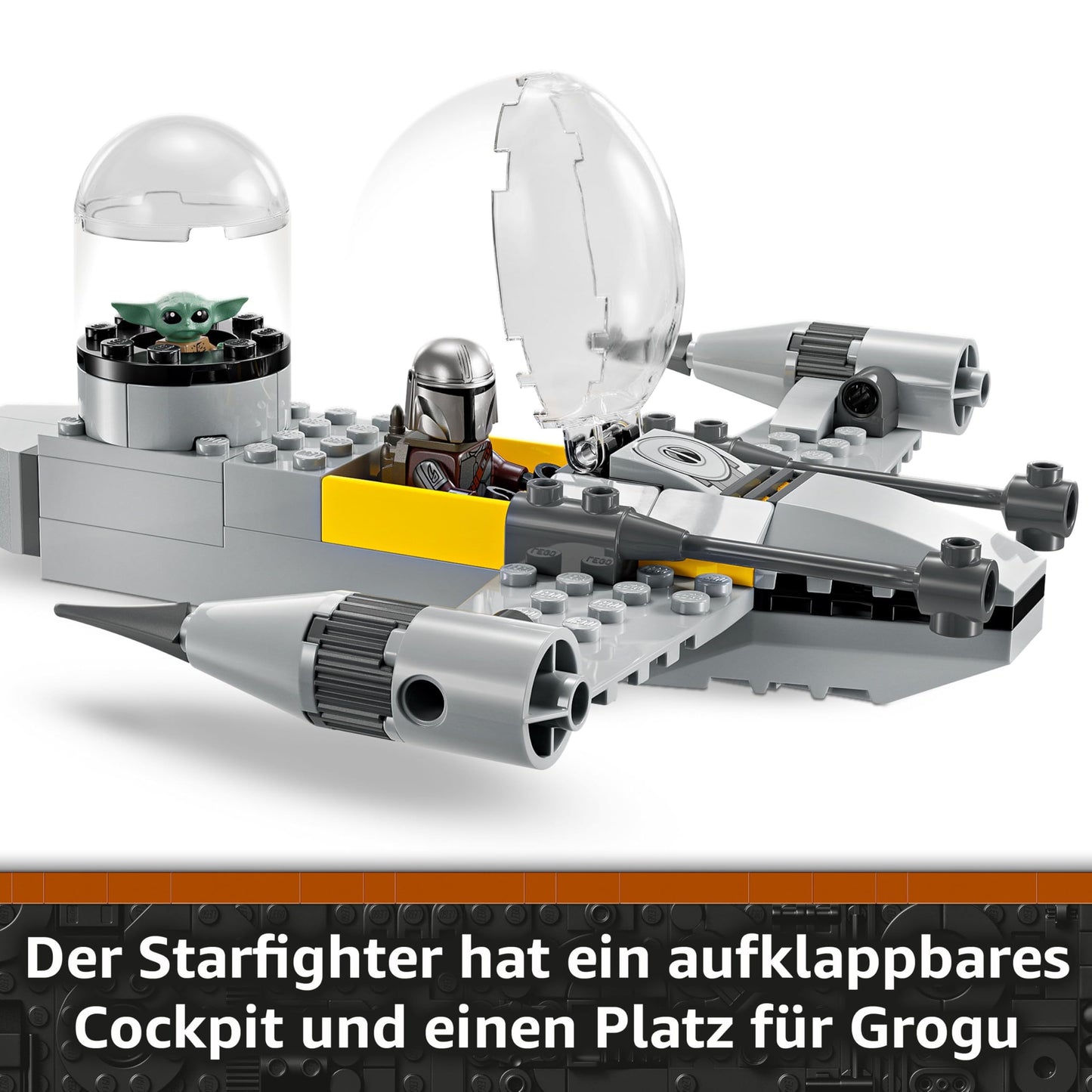 LEGO Star Wars 75410 Mandos and Grogus N-1 Starfighter toy with The Mandalorian, Grogu & R5-D4 minifigures, including buildable gas pump, starship starter set for boys and girls aged 4 and up