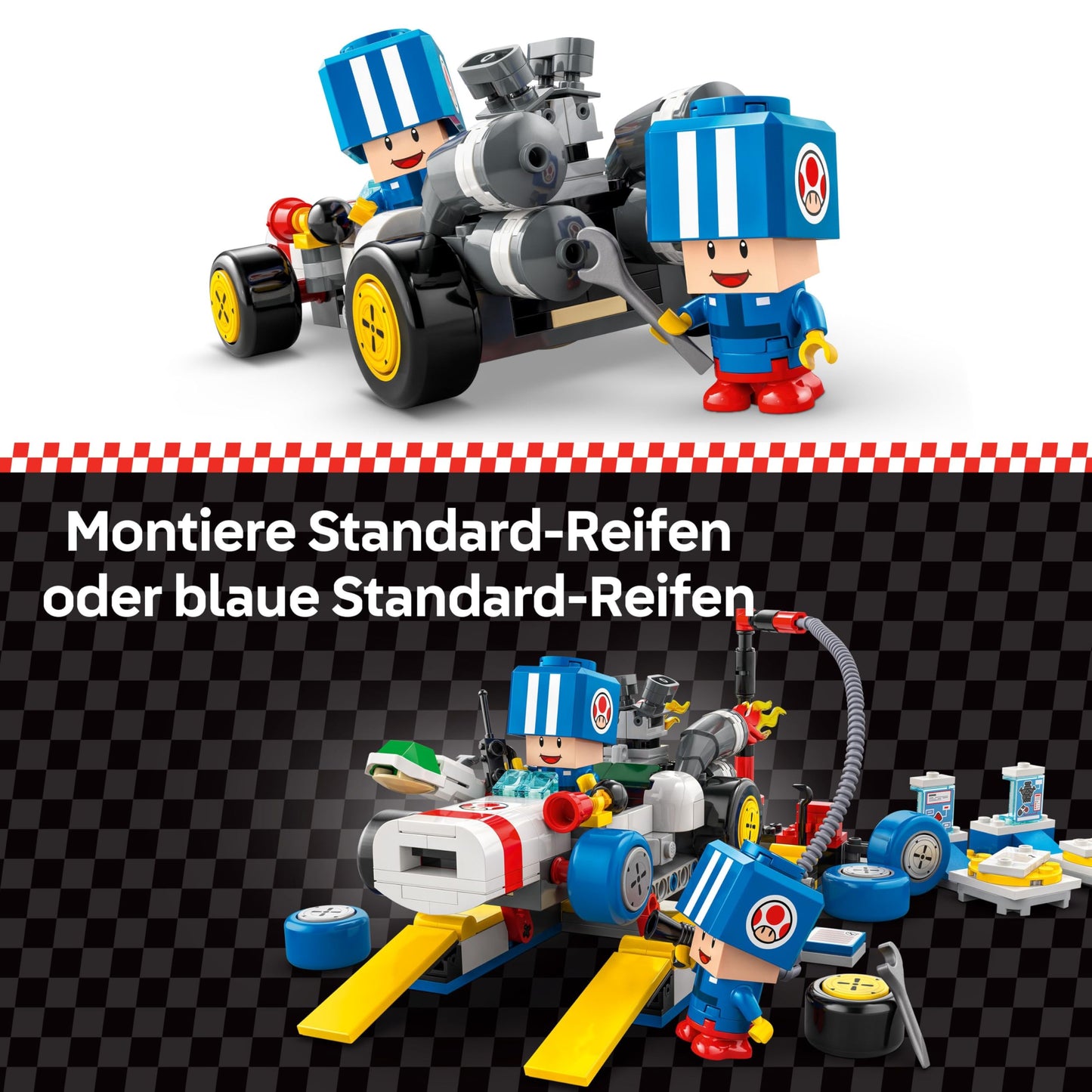 LEGO Super Mario: Mario Kart – Toad's Garage Set, Nintendo Mechanic Toy with 2 Blue Toad Character Figures for Independent Play, Birthday Gift for Boys, Girls and Gamers Aged 8 Plus 72035