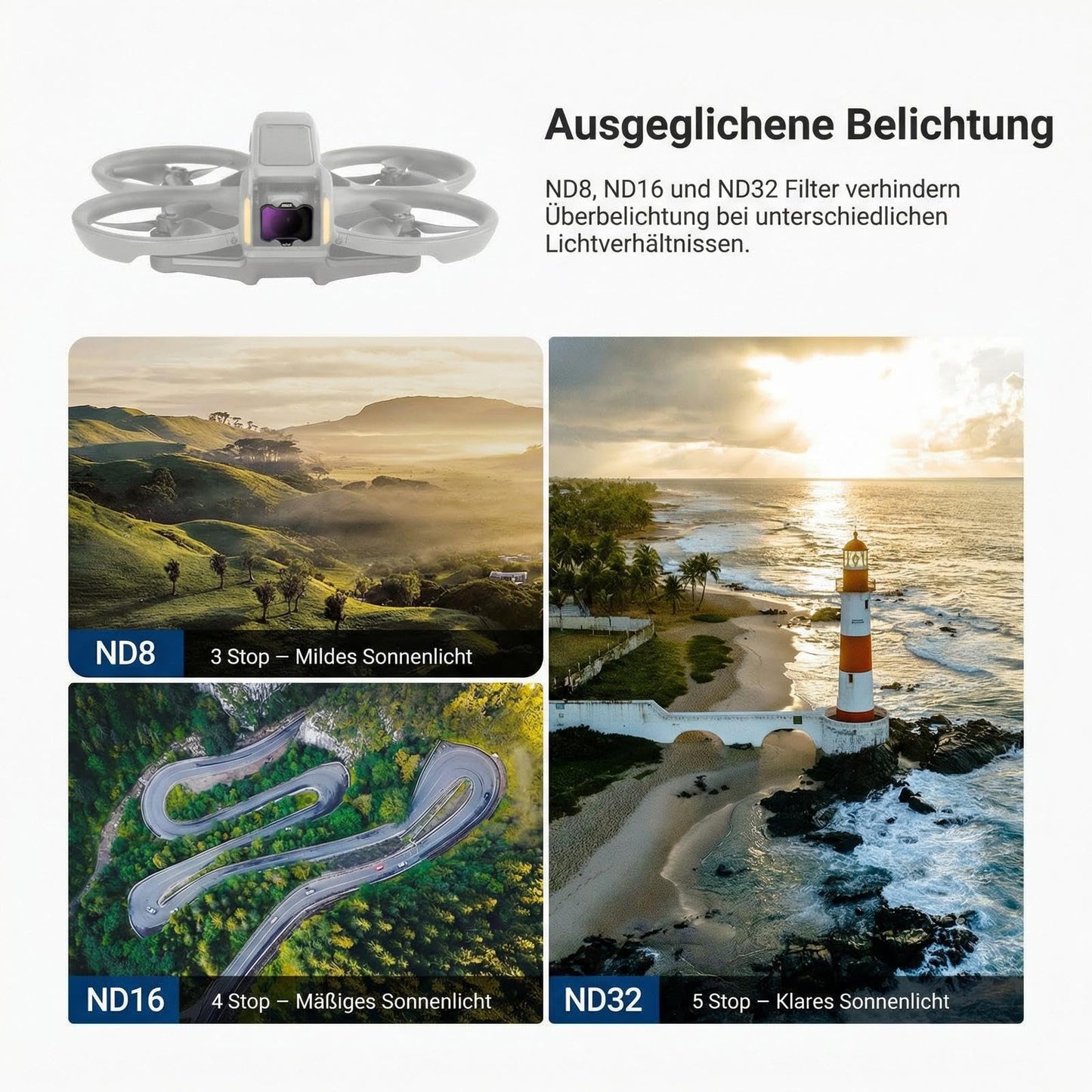 NEEWER CPL + ND filter set compatible only with DJI Avata 2, pack of 4 multi-coated HD neutral density filters (ND8/16/32) circular gray filter polarizing filter drone accessories, compatible with gimbal protection - FL-A39