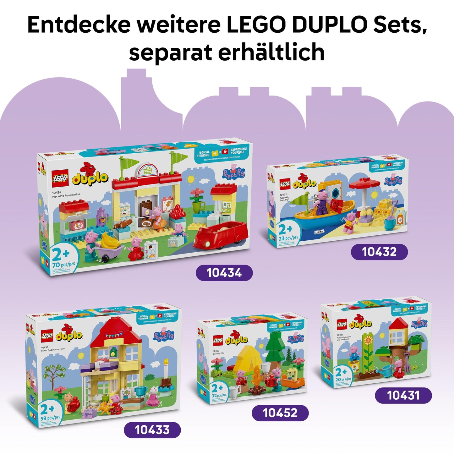 LEGO DUPLO Peppa Pig Fair - Montessori toy - motor skills toy for children aged 2 and up - preschool games with Ferris wheel, slide & 3 figures incl. Mollie Mieze & Klausi Kläff 10453