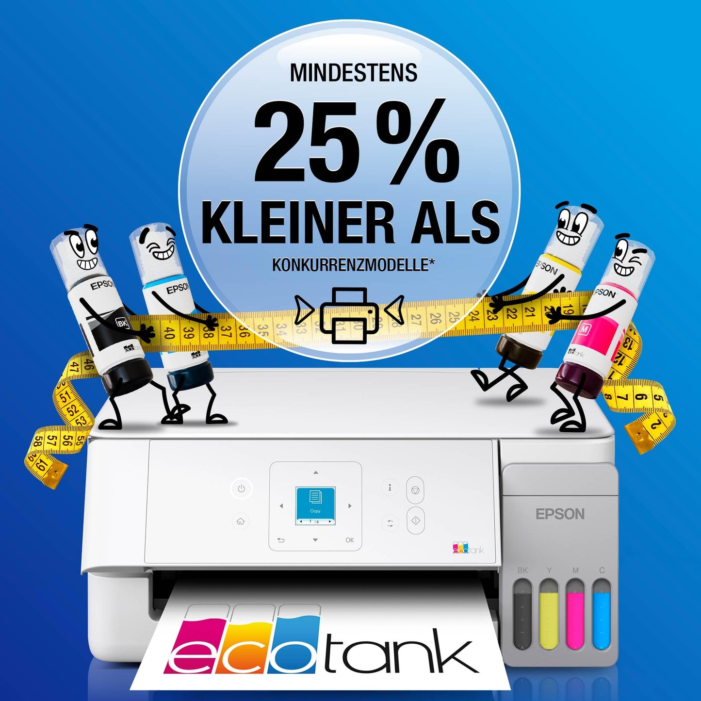 Epson EcoTank ET-2926 | For busy households | Wi-Fi | A4 | Print, Copy, Scan | LC display | AirPrint compatible | Compact | Contains up to 3 years of ink