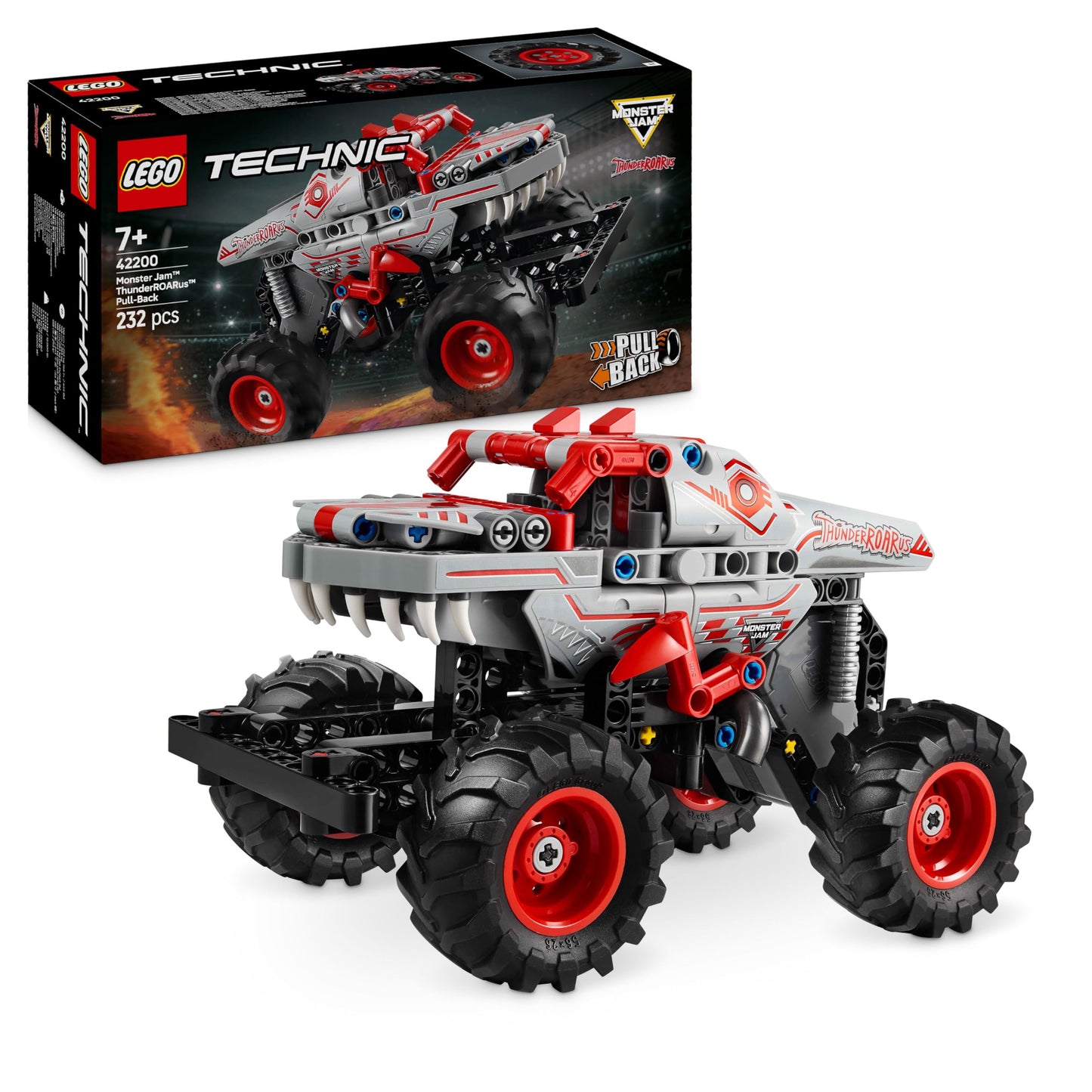 LEGO Technic Monster Jam ThunderROARus, Pull-Back Toy Monster Truck, Building Toy for Kids, Gift for Boys and Girls Ages 7 and Up 42200