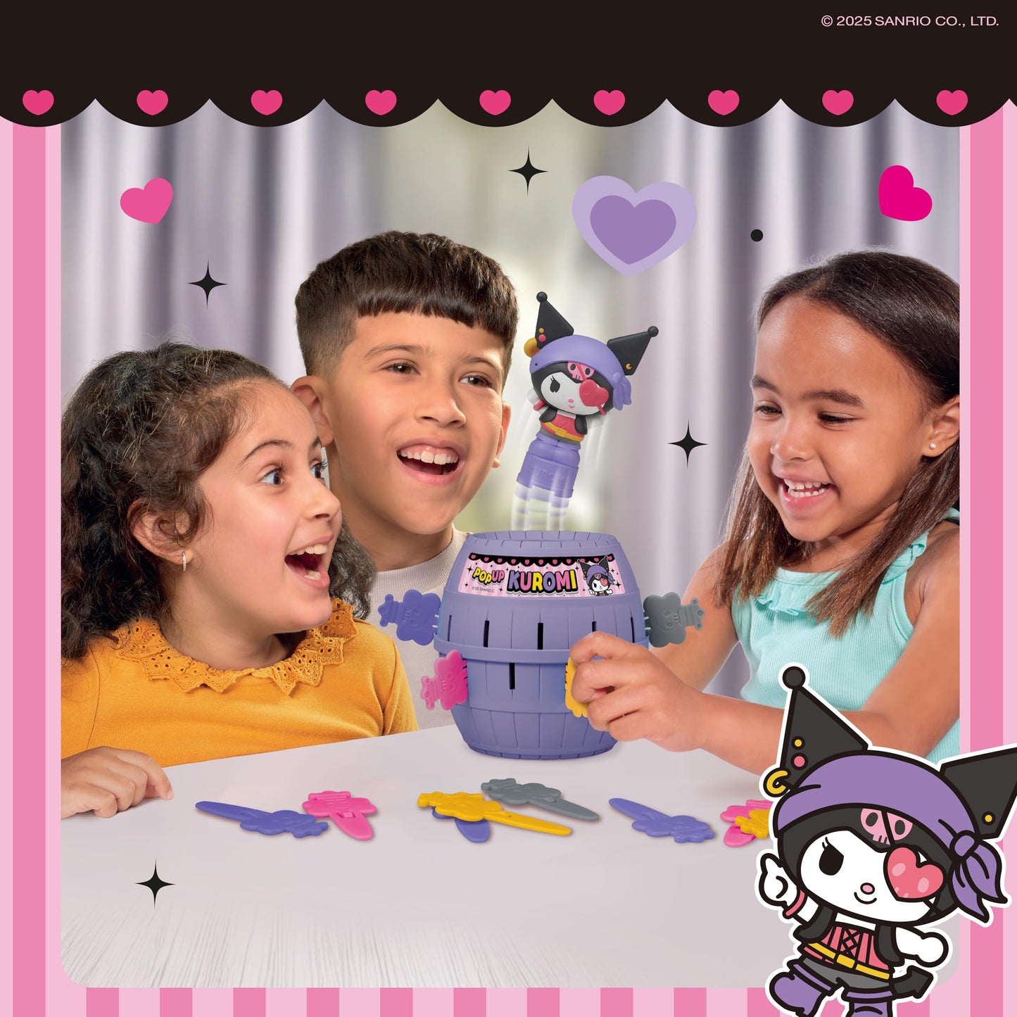 TOMY Pop Up Kuromi Game, Action Game for Children, 2-4 Players, Ages 4 and Up, Fun Family Game, Pop Up Kuromi Toy - T73865US