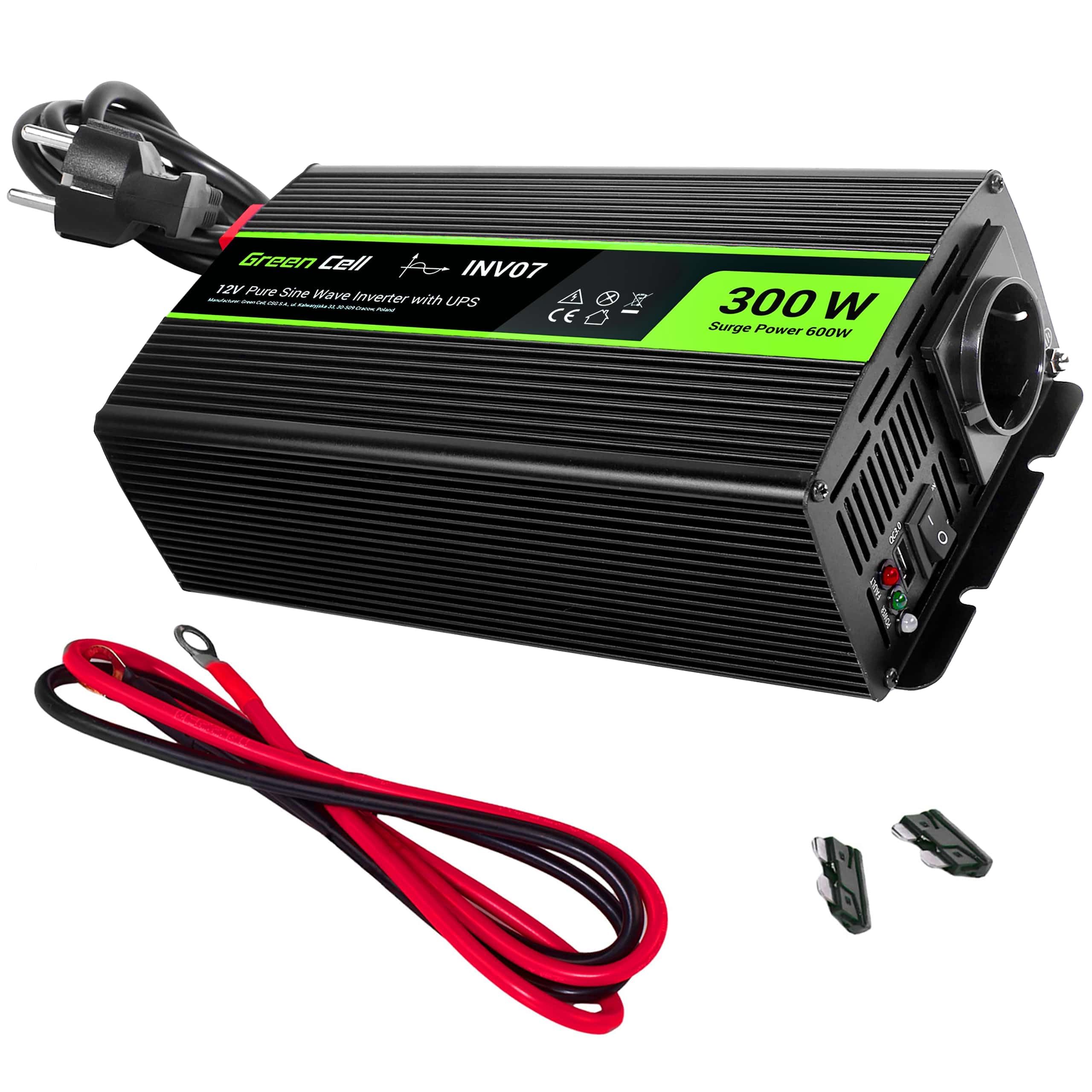 Green Cell 300W/600W DC 12V to AC 230V Pure Sine Wave Voltage Converter UPS UPS Inverter Current Converter Power Bypass Solar Inverter DC AC for supplying pumps in central heating ovens