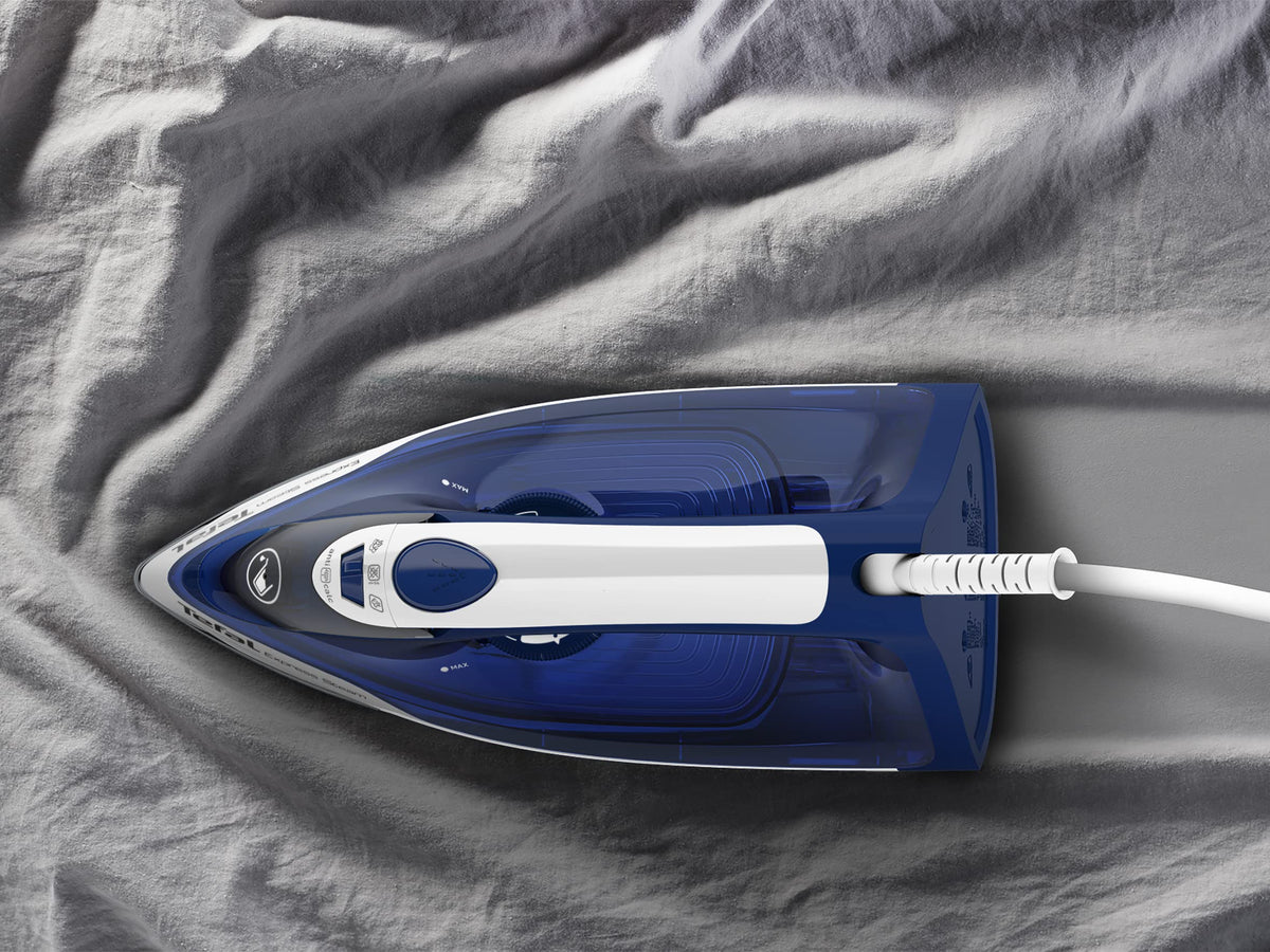 Tefal Express Steam Iron, 2400 Watts, Steam Boost: 180 g/min, 270 ml capacity, quick heating and efficient ironing, ceramic soleplate, drip stop, blue, FV2838