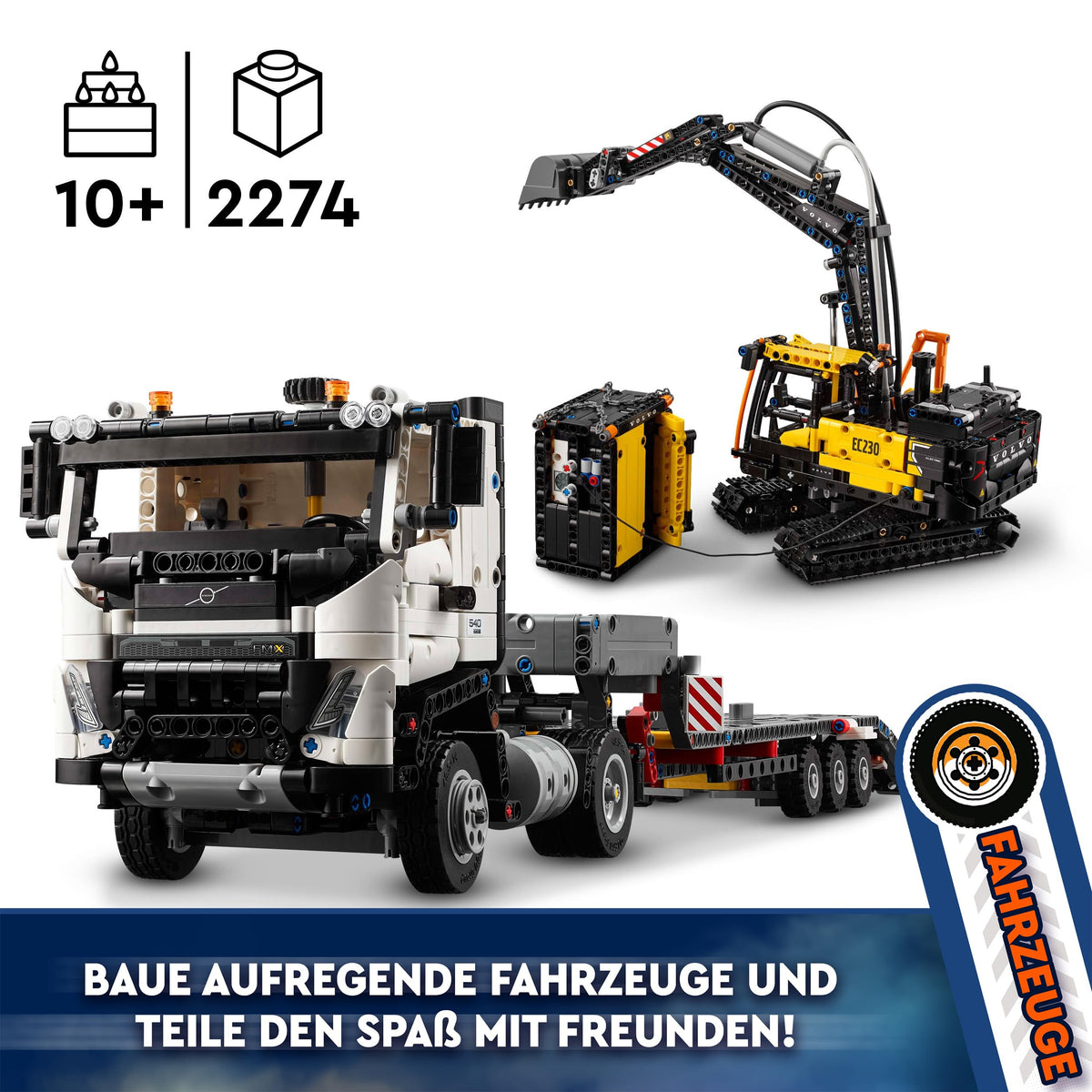 LEGO Technic Volvo FMX Truck with EC230 Electric Crawler Excavator, children's toy, gift set for boys and girls aged 10 and up, toy construction vehicles, excavator toy set 42175