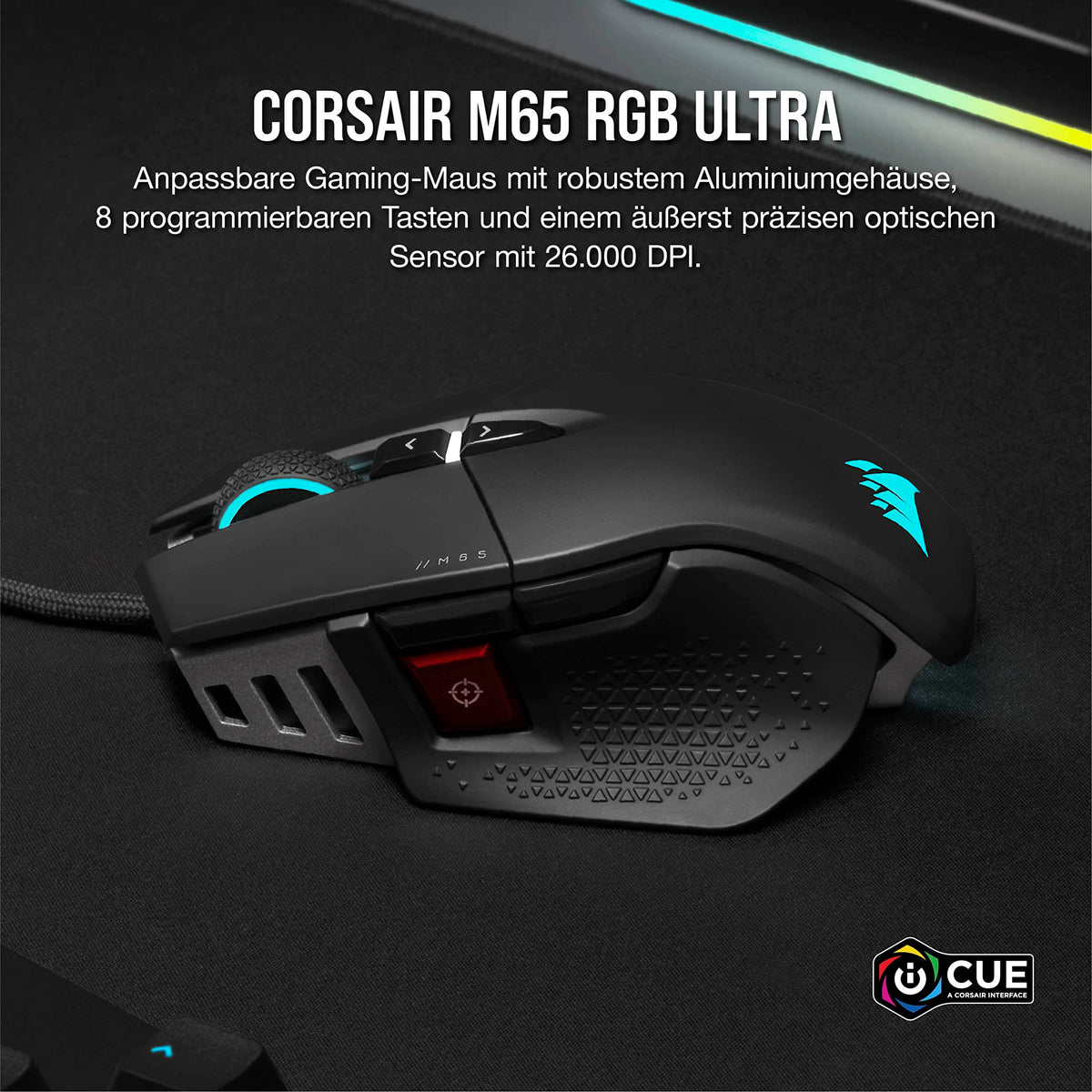 Corsair M65 RGB Ultra Wired Tunable FPS Gaming-Maus - Schwarz - CH-9309411-EU2