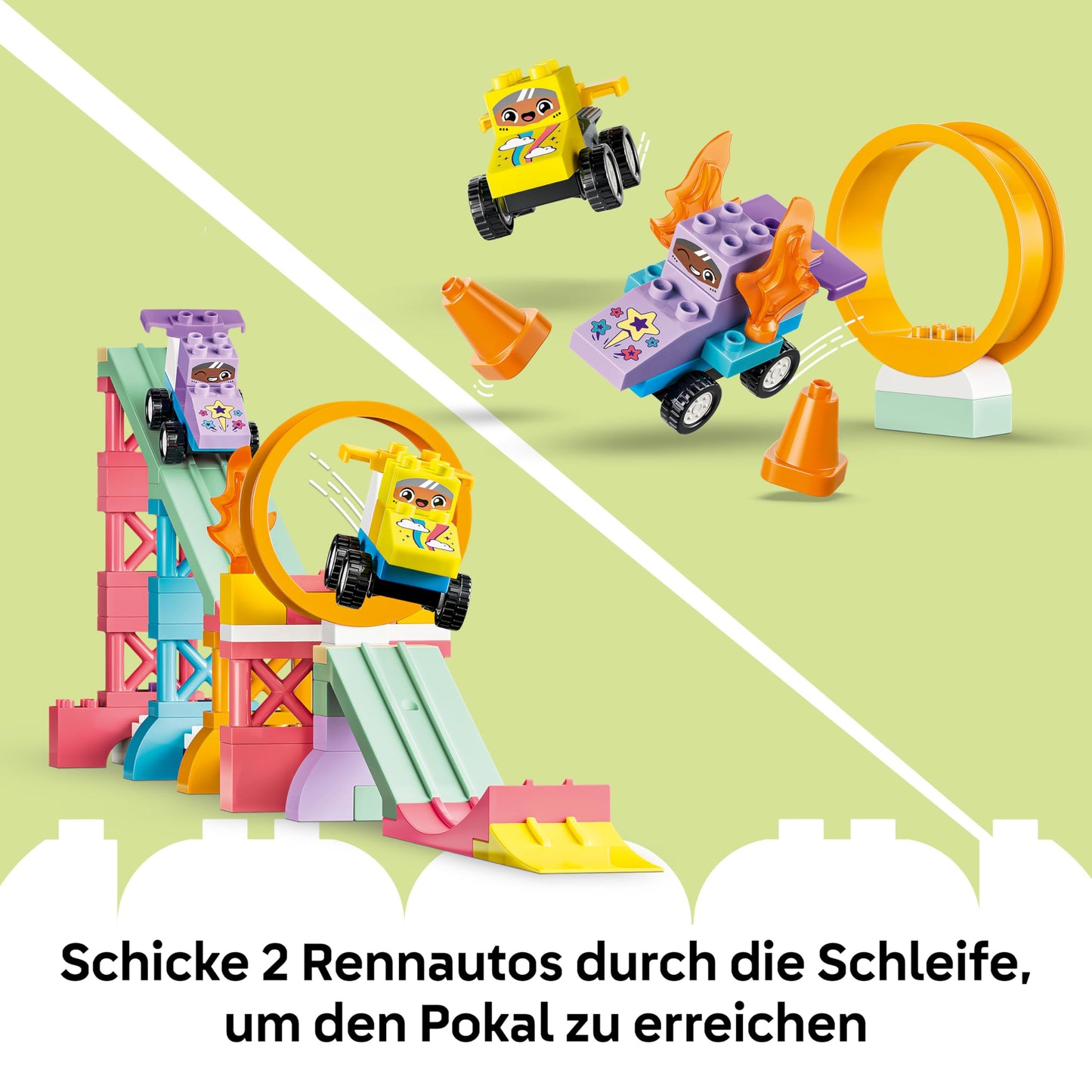 LEGO DUPLO Town Creative ski jumps with small speedsters 3-in-1 set - learning toy to promote motor skills - Montessori toy with 2 racing cars - gift for toddlers aged 3 and over - 10478