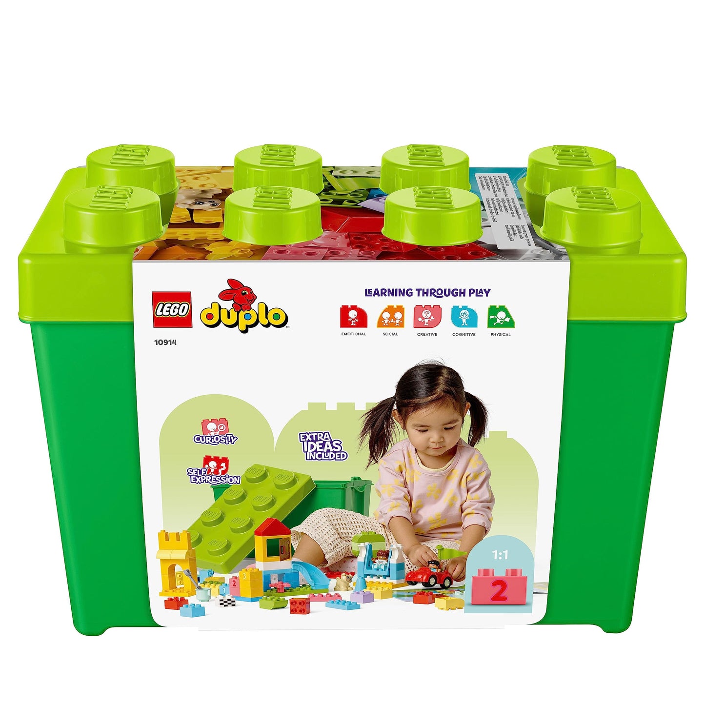 LEGO DUPLO Deluxe Brick Box - Fine Motor Skills Toys for 1+ Year Old Boys & Girls - incl. a Car, Number Bricks & Animal Figures, Plus Toy Storage - 10914