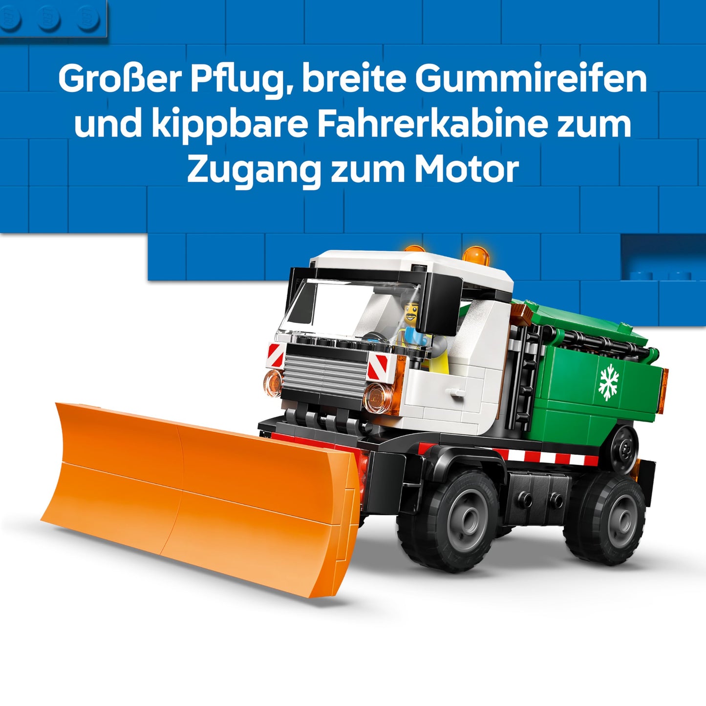 LEGO City snow plow - toy set with minifigure, tools and scatter function - birthday gift for boys aged 6 and over and technology fans - 60490