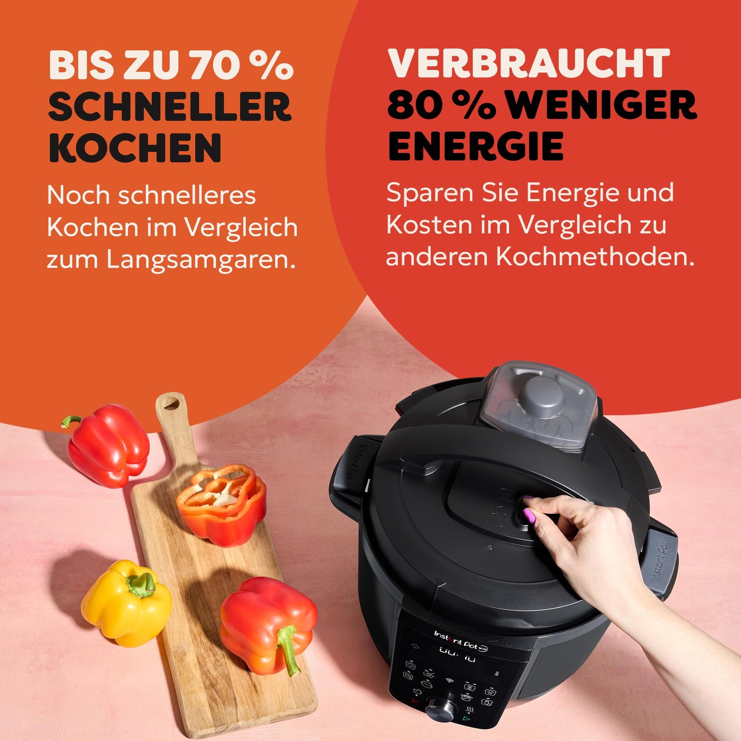 Instant Pot Plus 9-in-1 Multi Cooker 5.7L - Brushed Stainless Steel, Pressure Cooker, Slow Cooker, Rice Cooker, Sauteer, Yogurt Maker, Food Warmer, Steamer, Vacuum Cooker, Sterilizer - RPPC61-BK