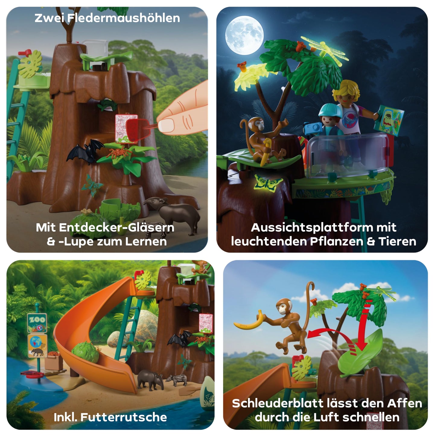 PLAYMOBIL | Animals & Friends | Zoo Jungle Adventure | Large jungle tree with canoe and sling blade | Children's toys from 4 years | 72071