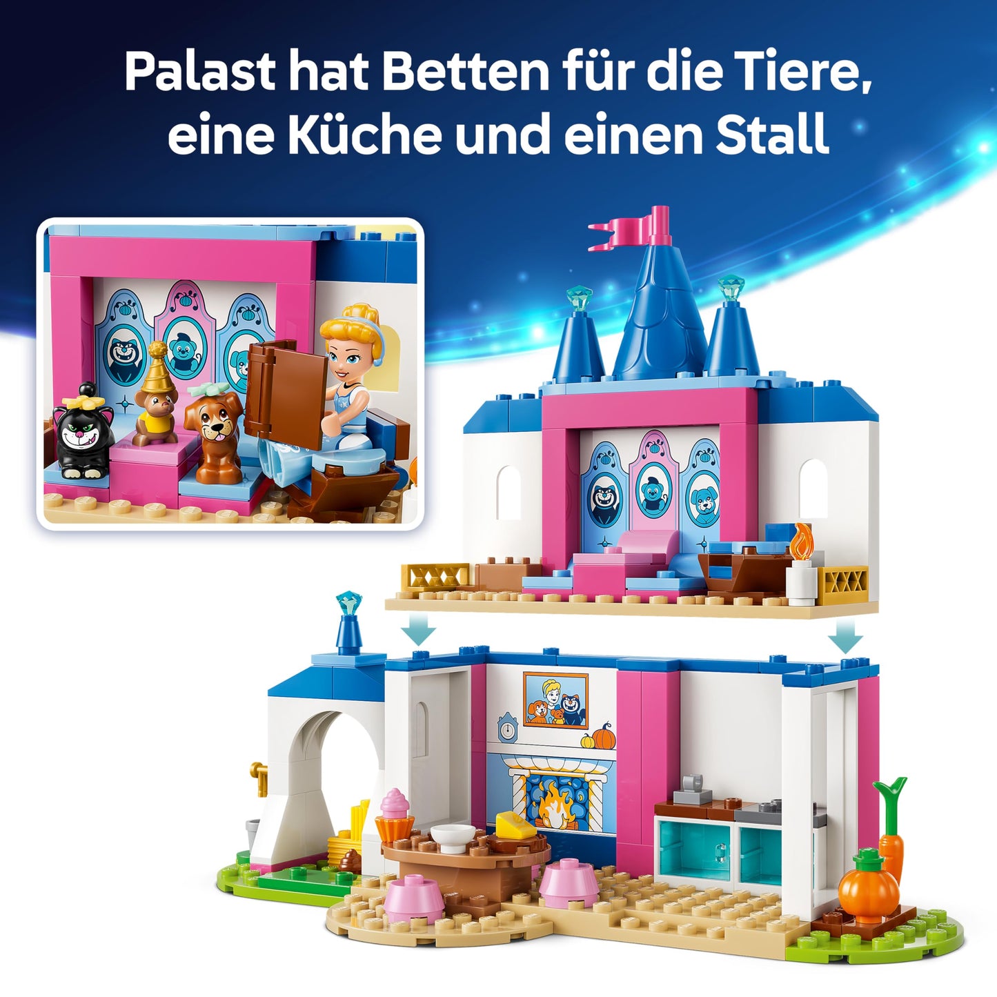 LEGO ǀ Disney Princess Cinderella's Animal Palace - educational toy with mini doll and 4 animal figures - birthday gift for girls and fans aged 4 and over - 43283