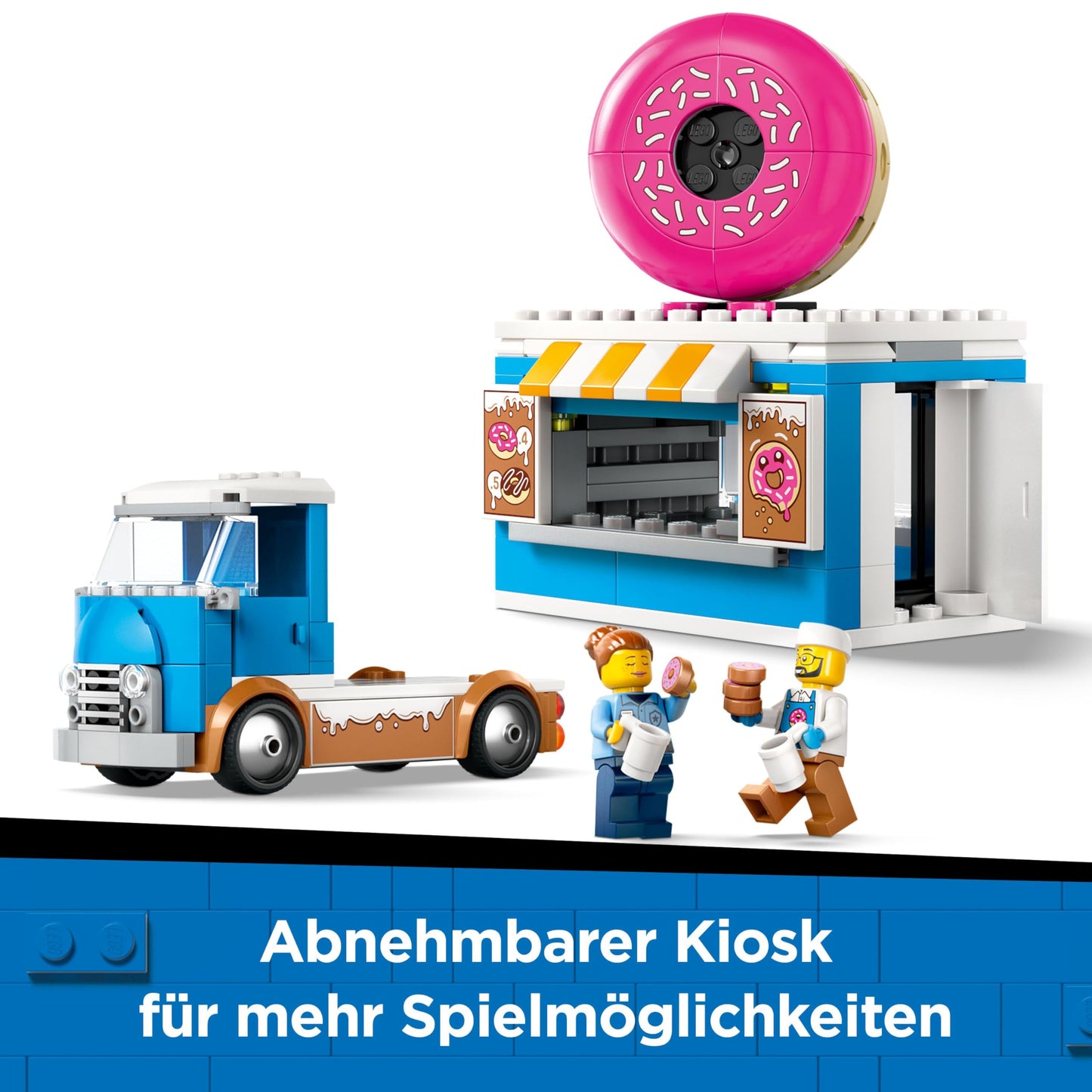 LEGO City Donut Truck - toy food truck with 2 police minifigures - building toy for boys and girls aged 5 and up - gift idea for birthdays and holidays 60452