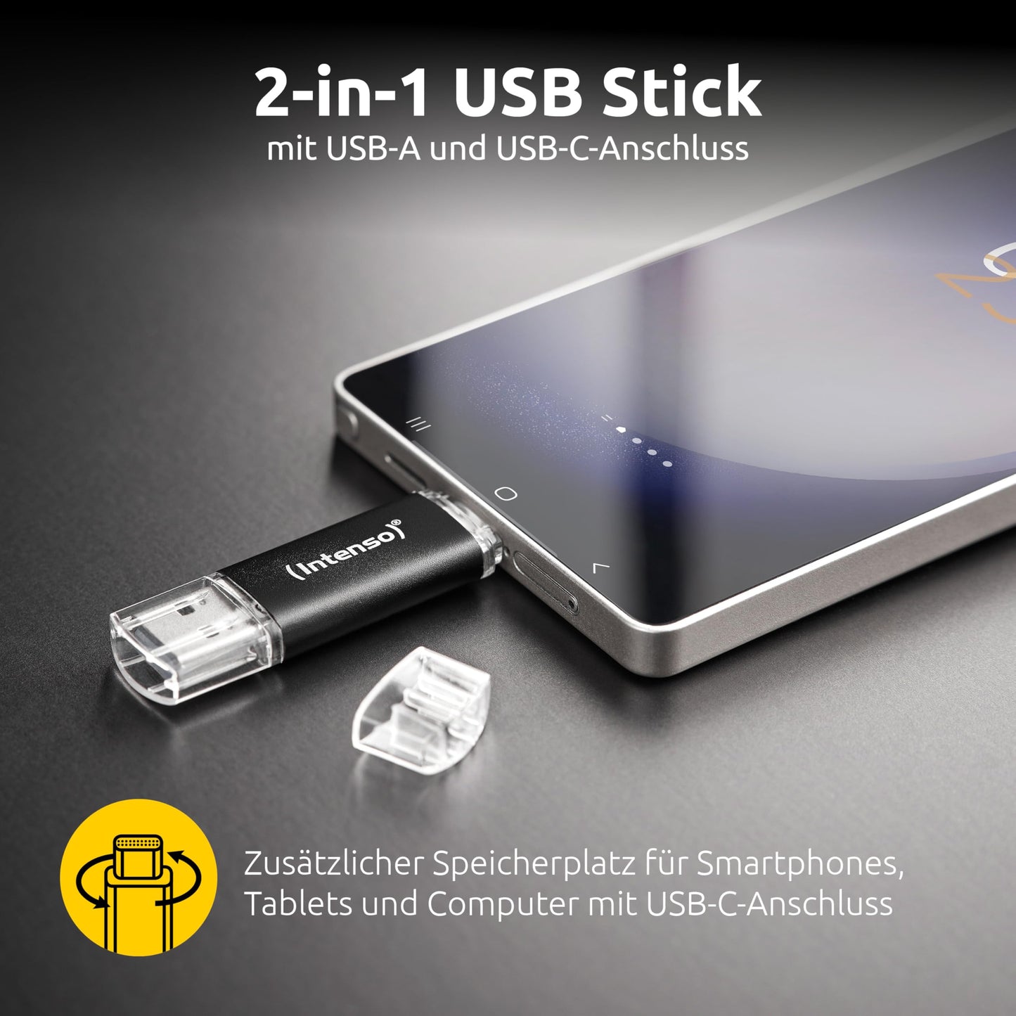 Intenso Twist Line Dual USB stick 2X 128GB - Super Speed USB 3.2 Gen 1x1 with up to 70 MB/s, USB-C and USB-A, anthracite - 3539495