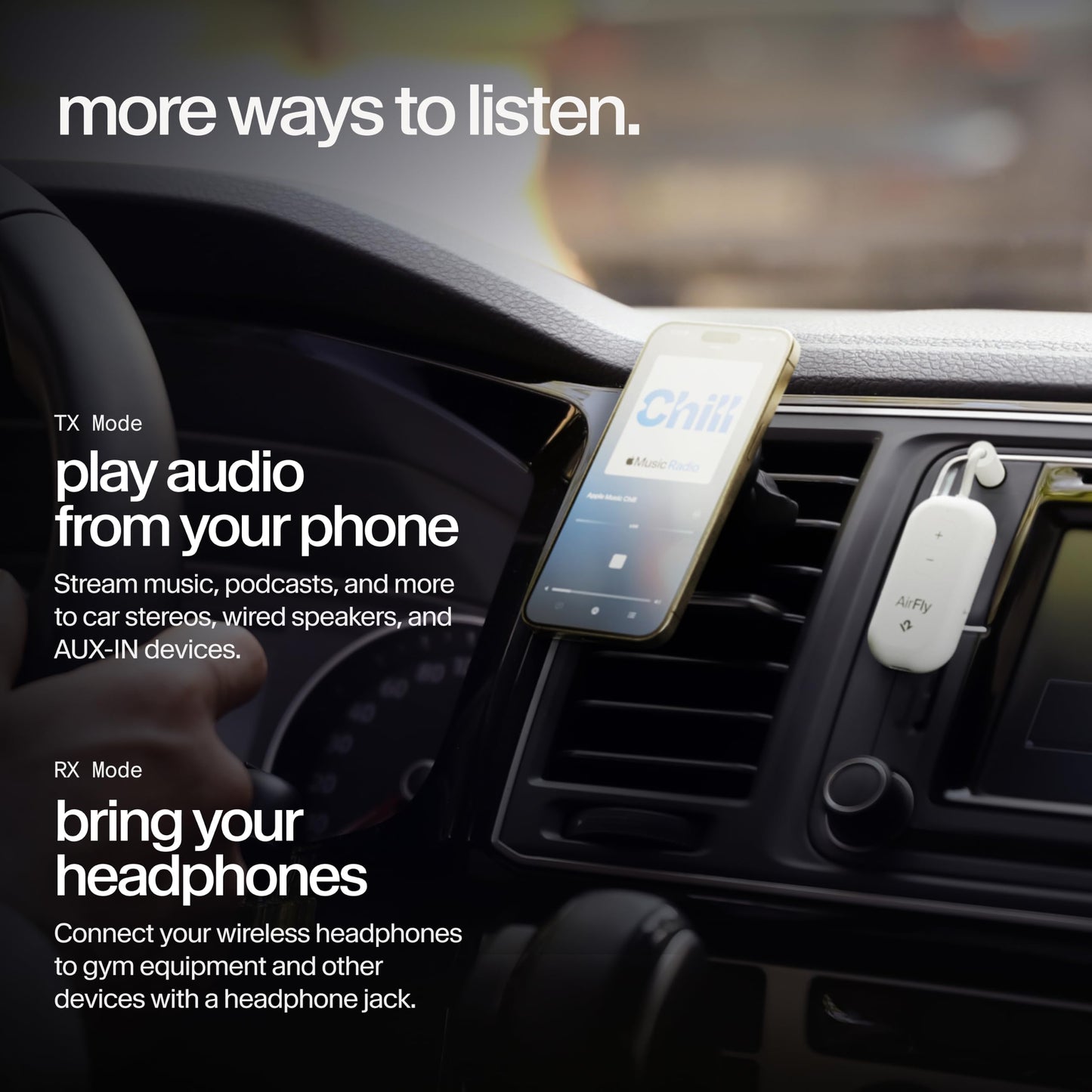 AirFly Pro 2 - Airplane Bluetooth Adapter Pairing 2 AirPods or Wireless Headphones - 3.5mm AUX Bluetooth Transmitter and Receiver for Cars, Boats, Treadmills, TVs and More - TS-2411