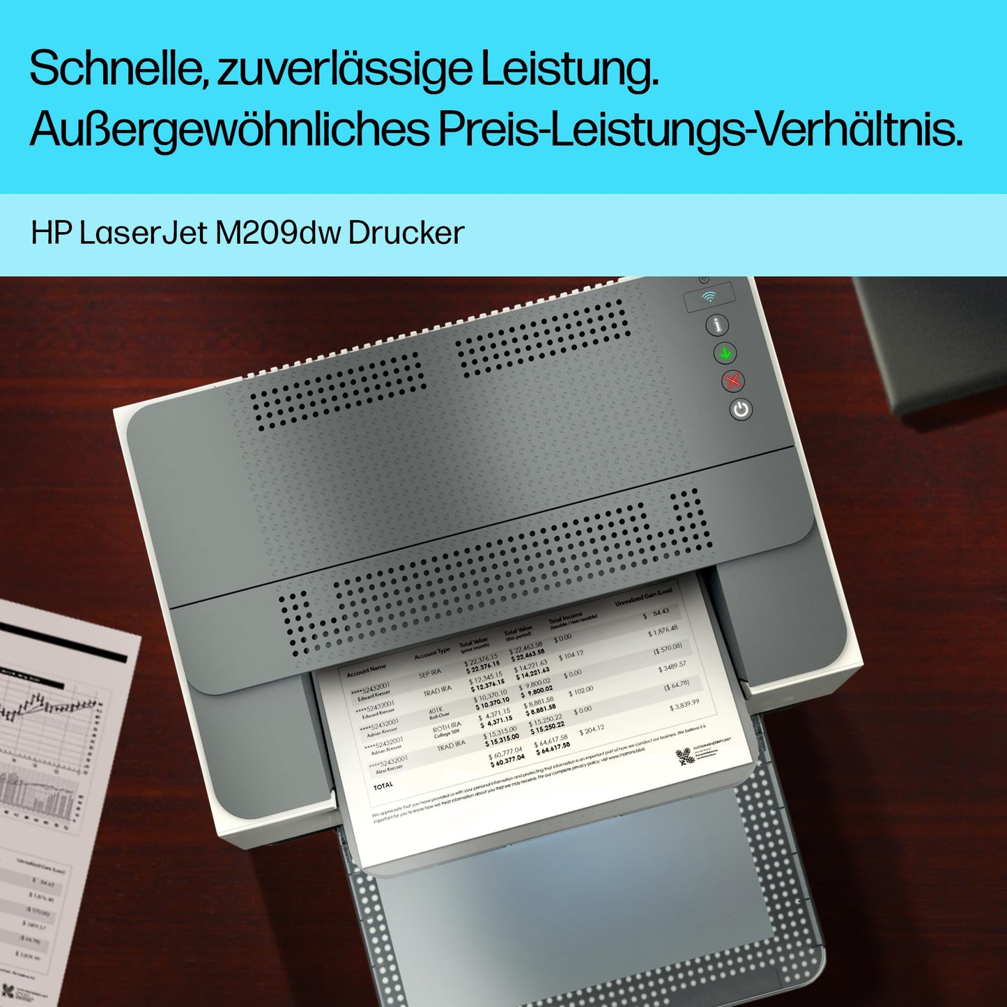 HP LaserJet M209dw laser printer black and white, double-sided printing, dual-band Wi-Fi, USB, smart app, LED control panel - 6GW62F