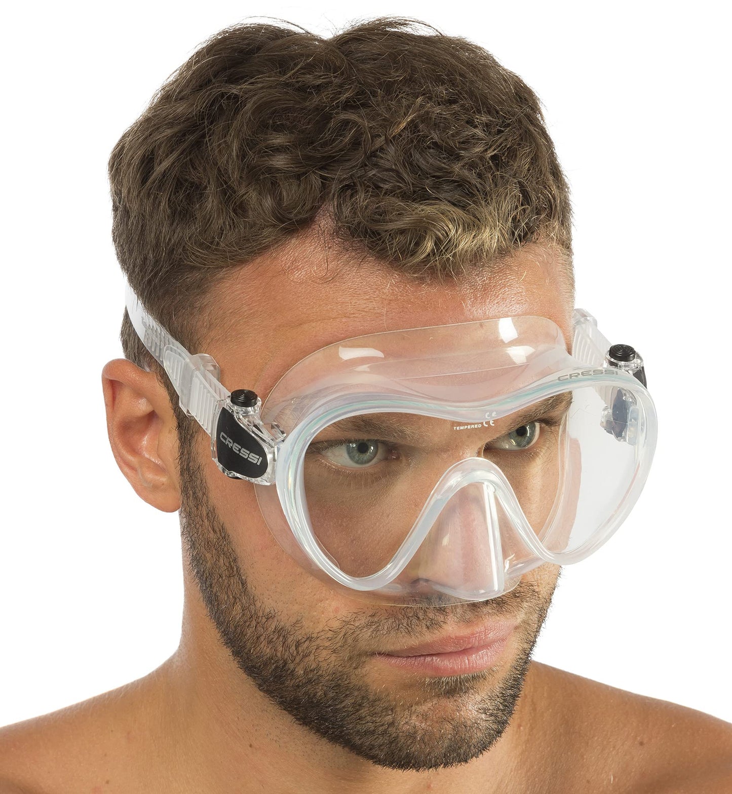 Cressi frameless diving mask F1 - anti-fog glass lens, diving goggles - ergonomic silicone edge, snorkel mask - dry snorkel & snorkel set - transparent - mask - ZDN281000