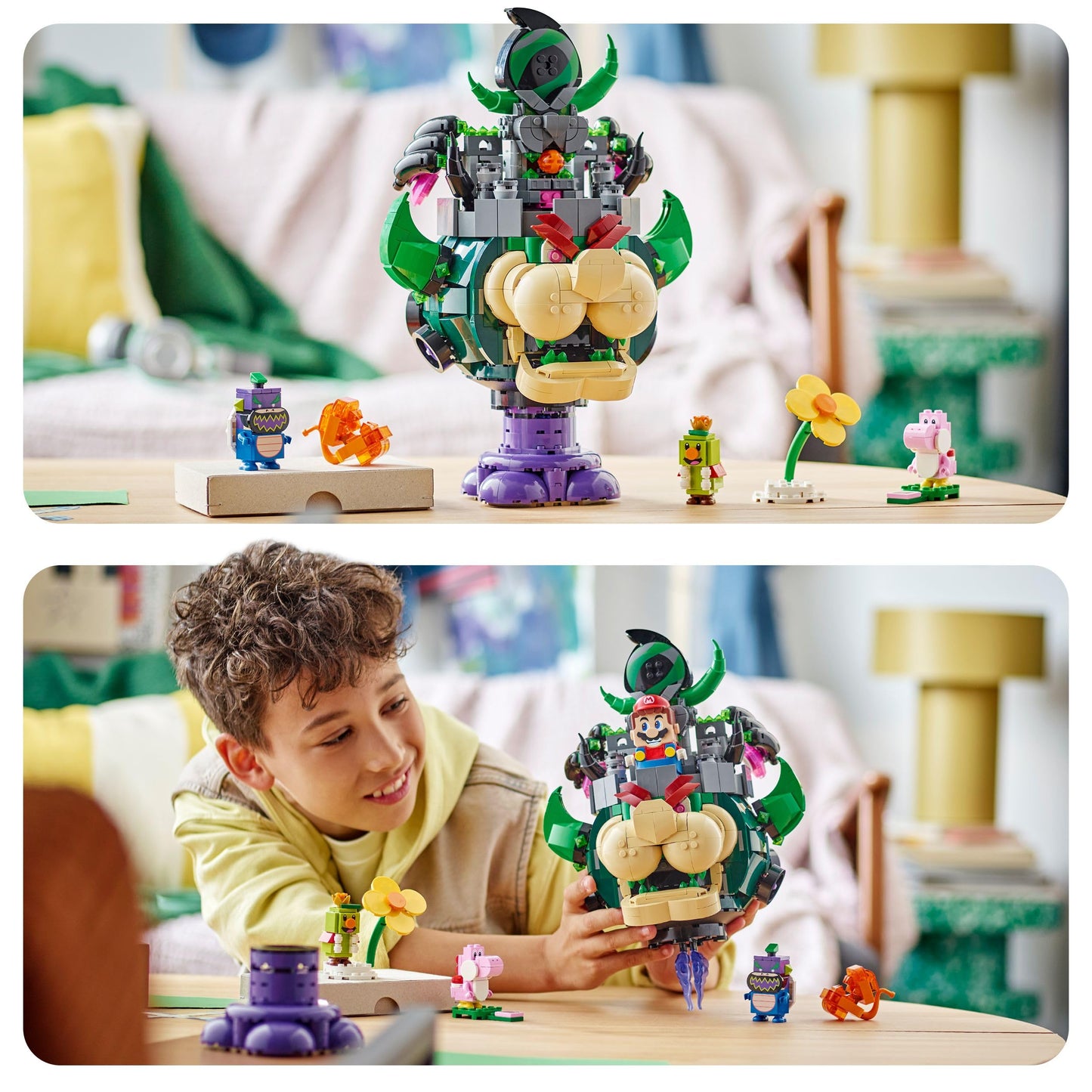 LEGO Super Mario Prince Florian & Castle Bowser - Interactive toy with 4 figures - Pink Yoshi & stand for playing and displaying - Gamer gift for boys and girls aged 9 and up - 72042