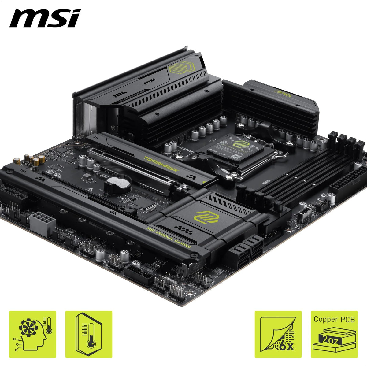 MSI MAG B850 Tomahawk WiFi Placă de bază, ATX - Suportă procesoare AMD Ryzen 9000/8000 / 7000, AM5-80A SPS VRM, DDR5 Memory Boost 8200+ MT/s (OC), PCIe 5.0 x16, M.2 Gen5, Wi-Fi 7, 5G LAN - 7E53-001R