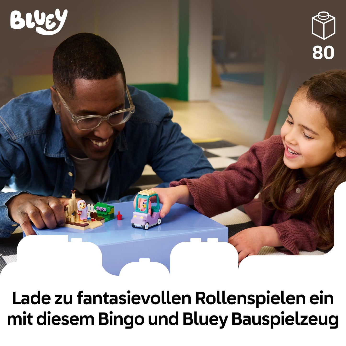 LEGO Bluey Grandmas with Bingo and Bluey - educational toy with car, 2 minifigures & garden - Montessori set - birthday gift for girls and boys aged 4 and over - 11216