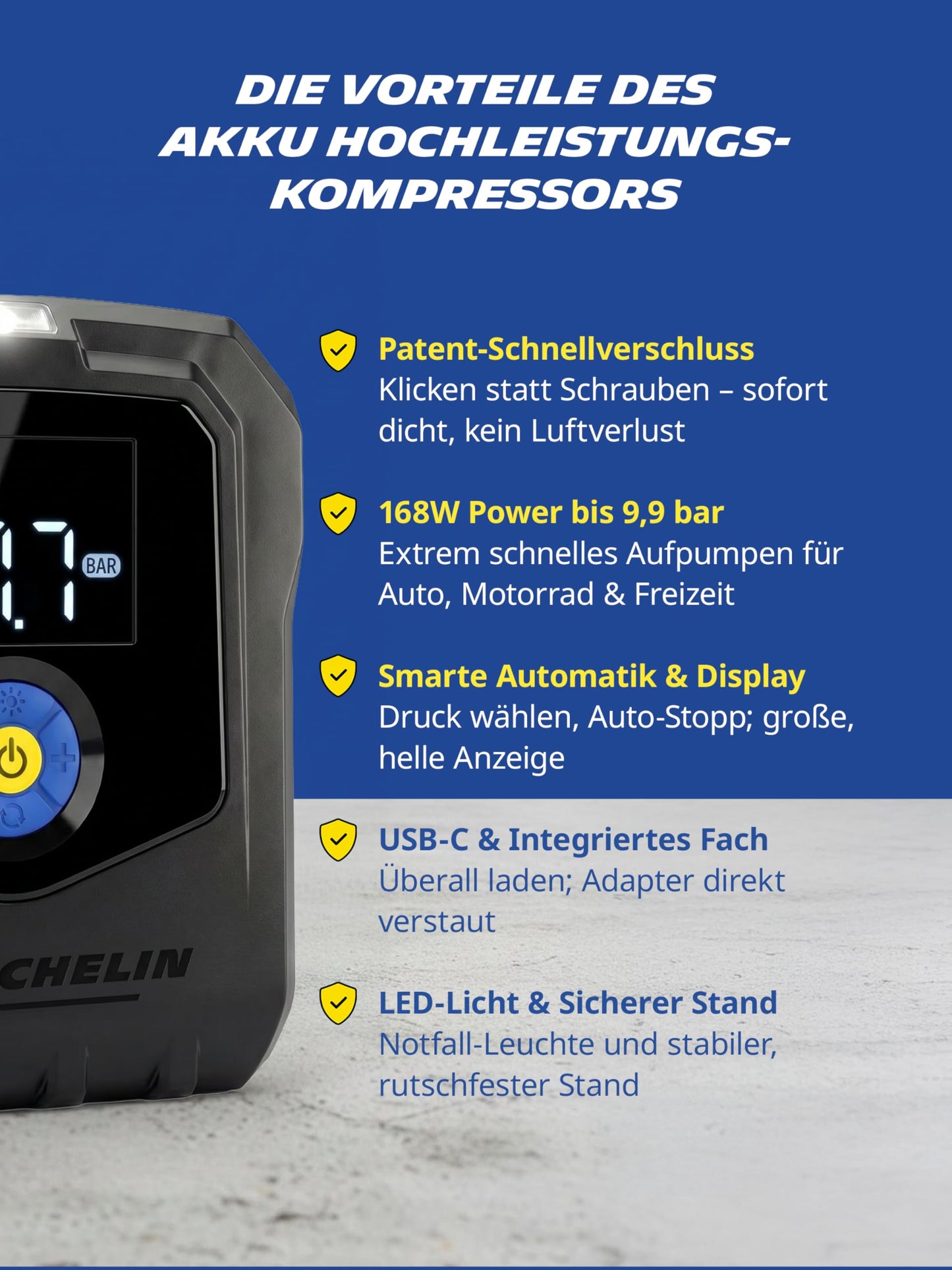 MICHELIN Air Power Max Li-ion battery high-performance compressor 9.9 bar, 168W - 61012